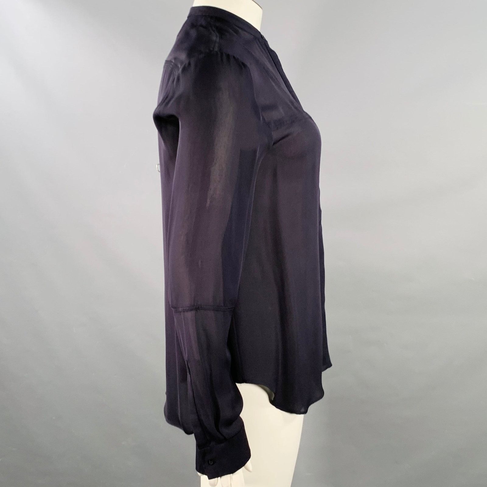 A.L.C. A.L.C. Size L Black Hidden Buttons Collarless Blouse Size L / US 10 / IT 46 - 2 Thumbnail