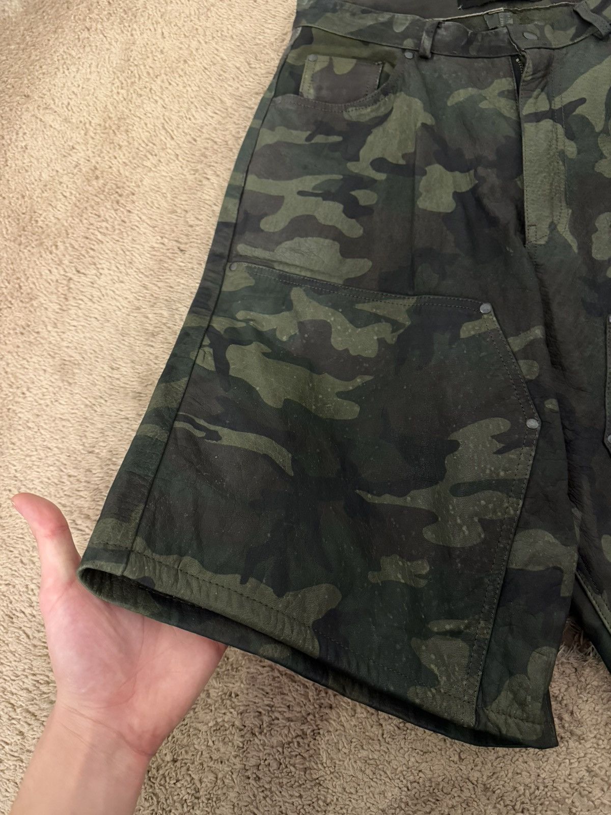 The GV Gallery GV Gallery Raspberry Hills ‘Barrack’ Camo Leather Shorts Size US 32 / EU 48 - 4 Thumbnail
