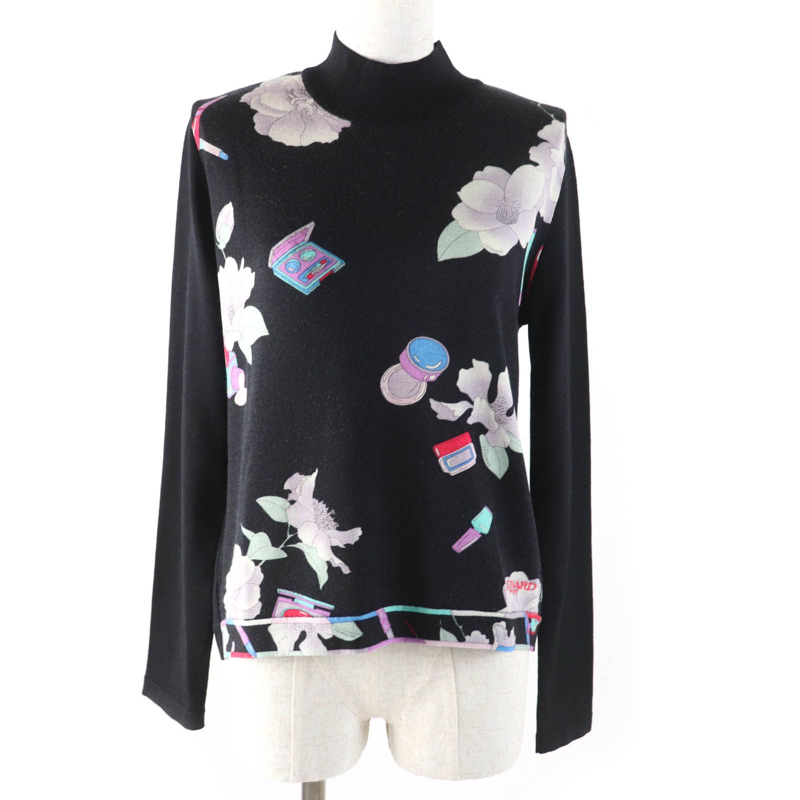 トップス LEONARD LEONARD Floral Printed Back Zipper T-shirt Navy L | PLAYFUL