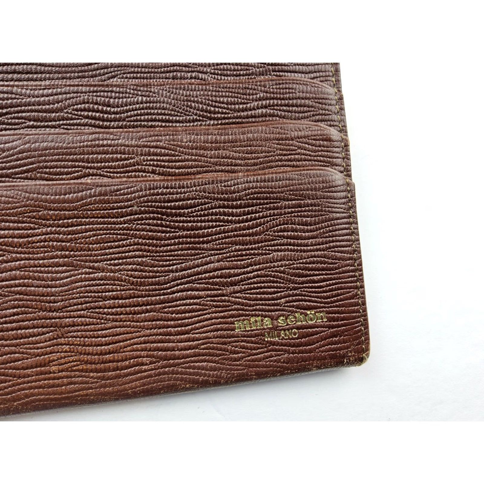 Vintage Mila Sehon Milano Leather Wallet Full Size Long Burgundy Women, 7.25x3.5, Pre-Owned, Wallet Size ONE SIZE - 5 Thumbnail