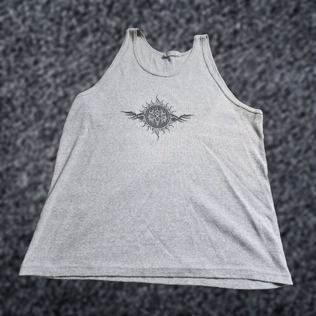 VINTAGE Tribal Gear USA Mens XL Gray Ribbed Tank Top Streetwear