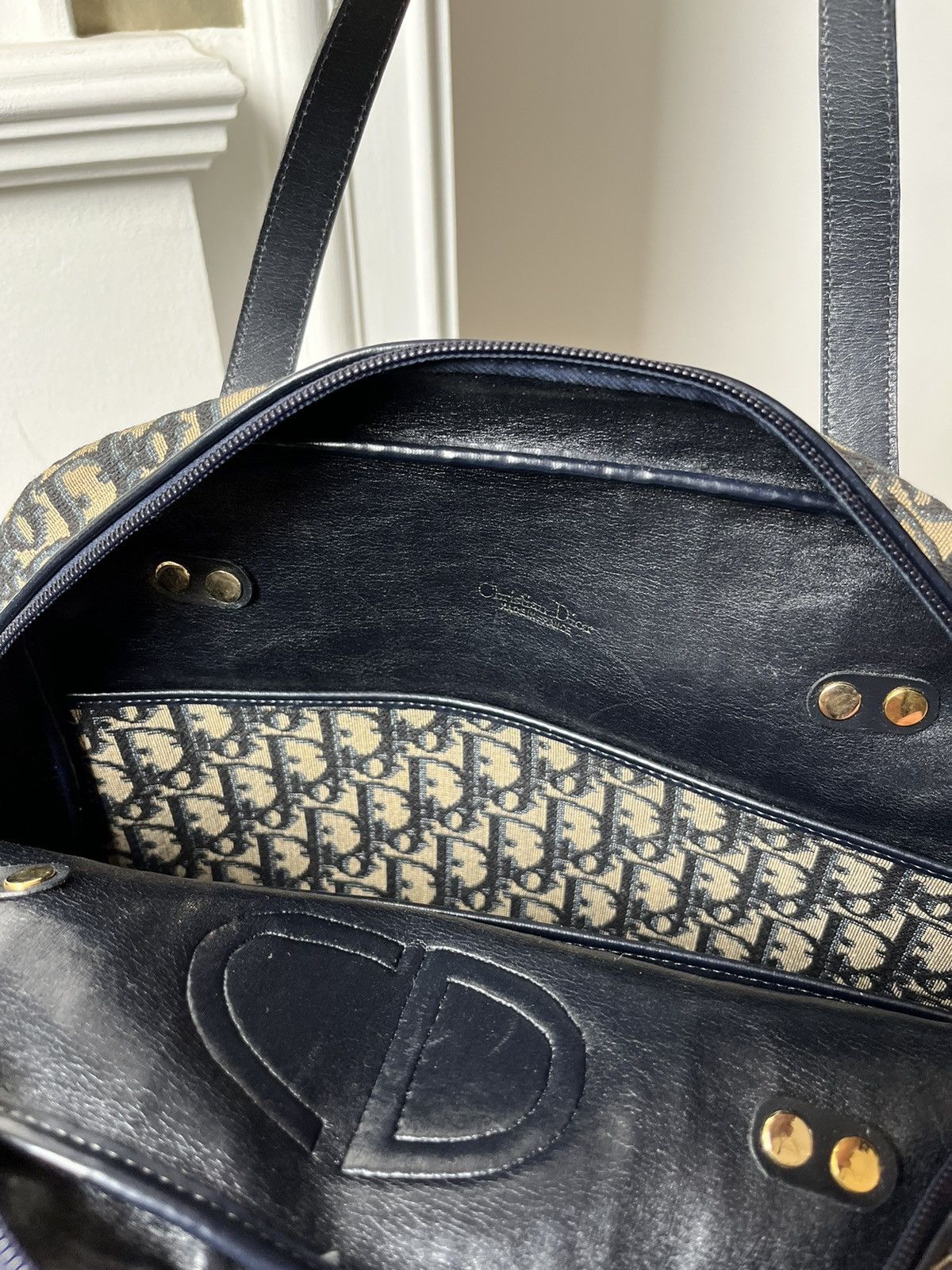 Christian Dior Monsieur Christian Dior Monogram CD Logo Navy / Beige bag 1980s’ Size ONE SIZE - 8 Thumbnail