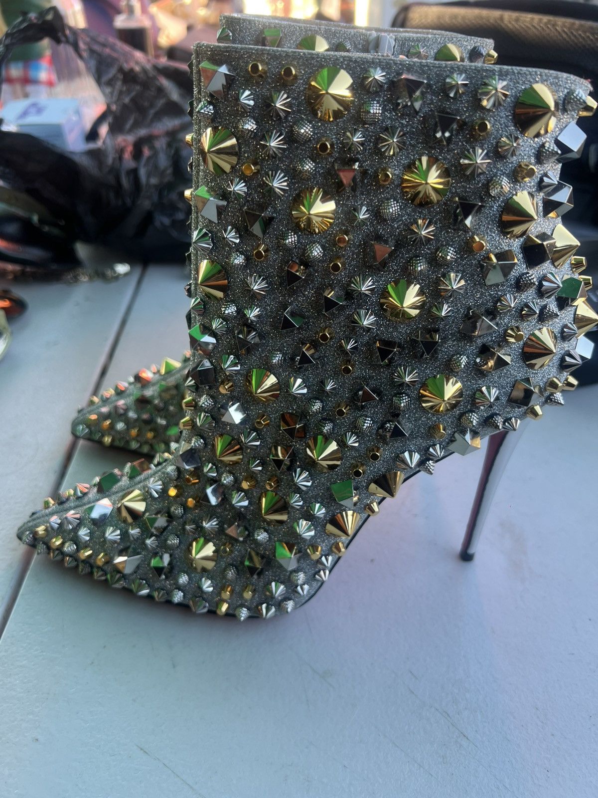 Christian Louboutin Christian Louboutin So Full Kate 100 glitter studded boots Size US 9.5 / IT 39.5 - 3 Thumbnail