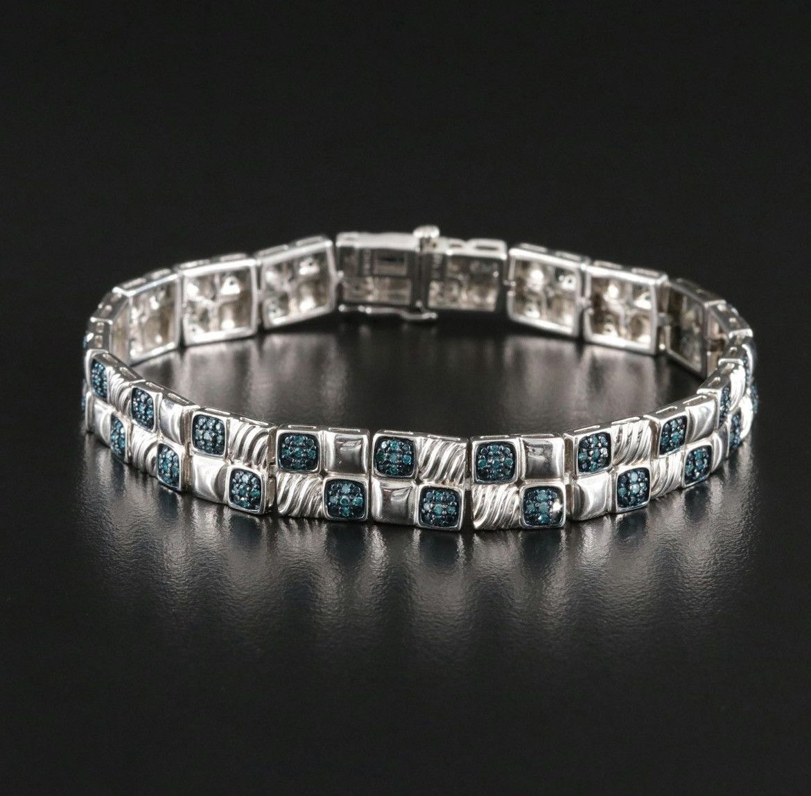 Other Sterling Diamond Bracelet Featuring Lab Grown Fancy Blue Size ONE SIZE - 1 Thumbnail