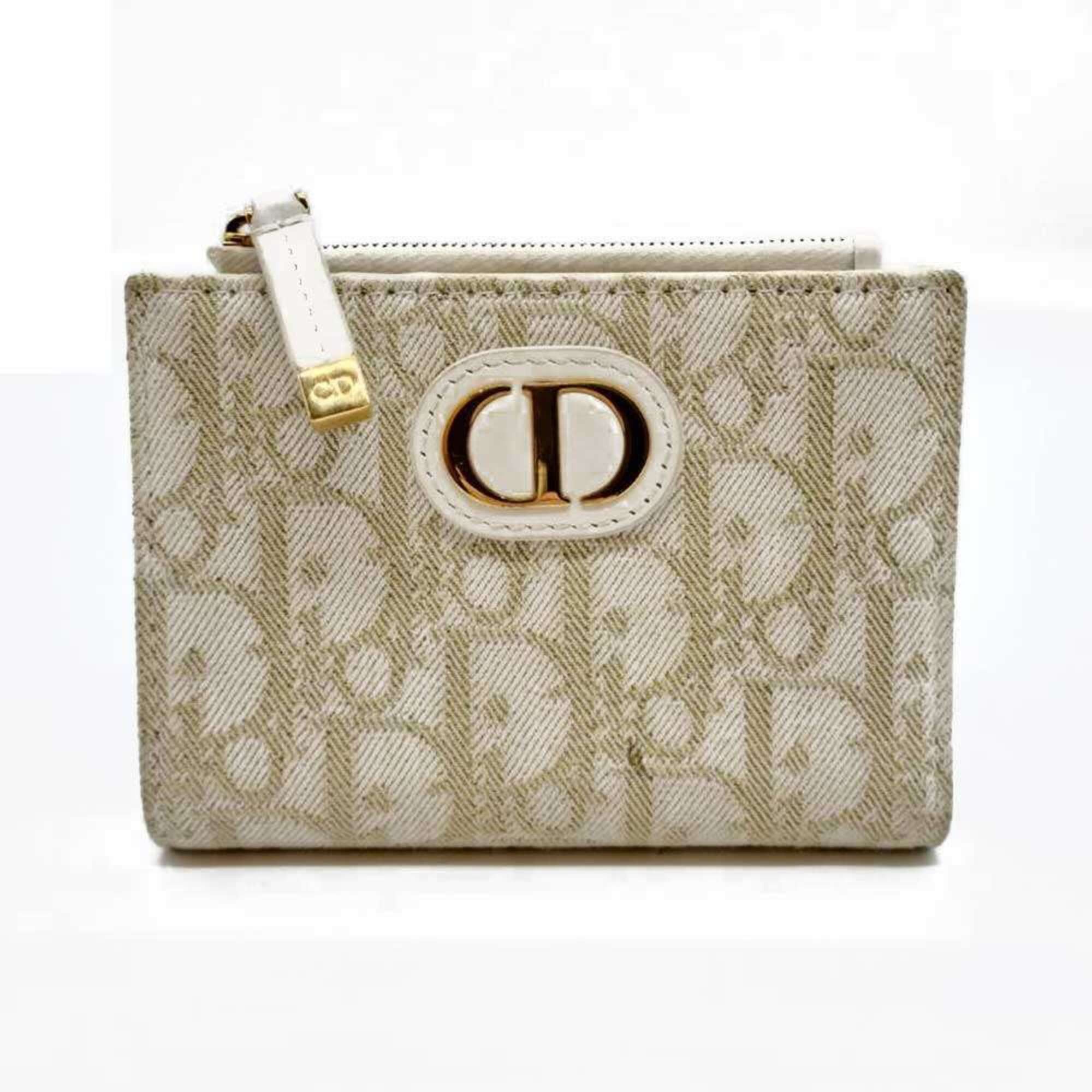 Dior Christian Dior 30 Montaigne Compact Wallet, Bi-fold White, Trotter Jacquard, Women's. Size ONE SIZE - 1 Thumbnail