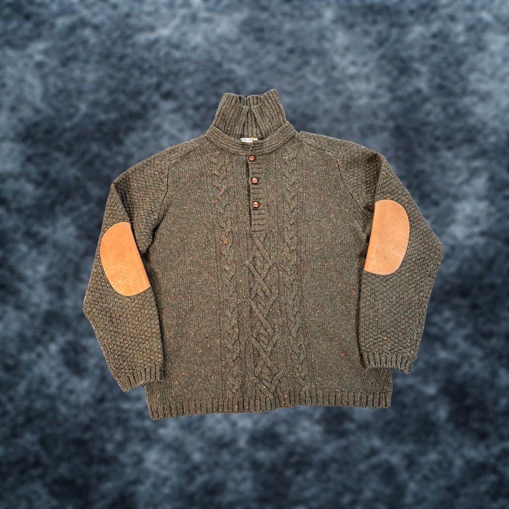Gran Sasso Gran Sasso Sweater Men L Green Wool Knit Visions Mock Elbow Button Collared Classic Pullover Knitwear Size US L / EU 52-54 / 3 - 1 Thumbnail