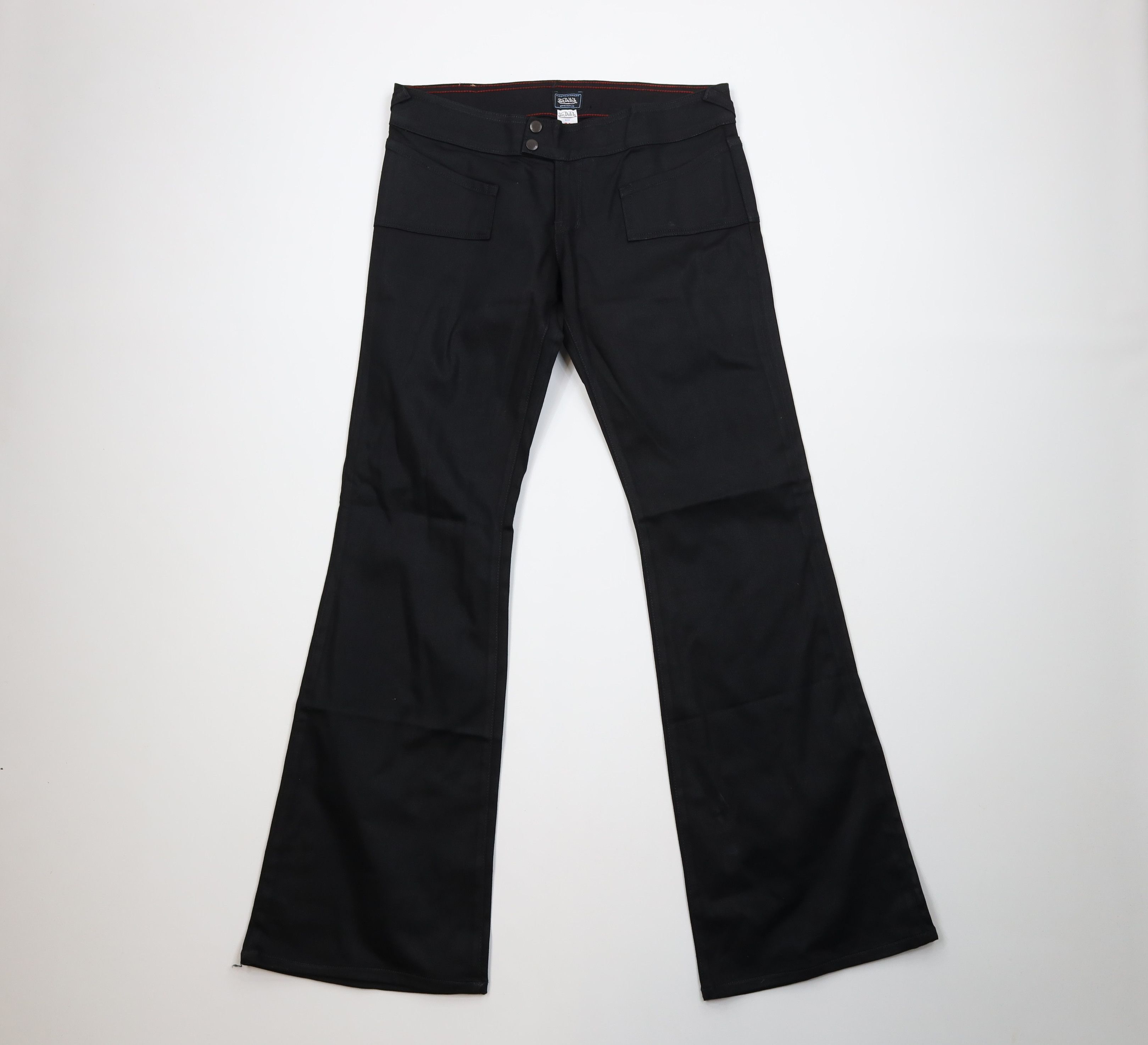 Von Dutch Vintage 90s Y2K Von Dutch Flared Wide Leg Pants Black USA Size 31" - 1 Thumbnail