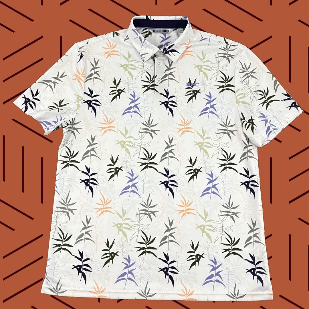 Vintage Black Clover Shirt Mens Large White Floral Hawaiian Live Lucky Golf Preppy Polo Size US L / EU 52-54 / 3 - 1 Thumbnail