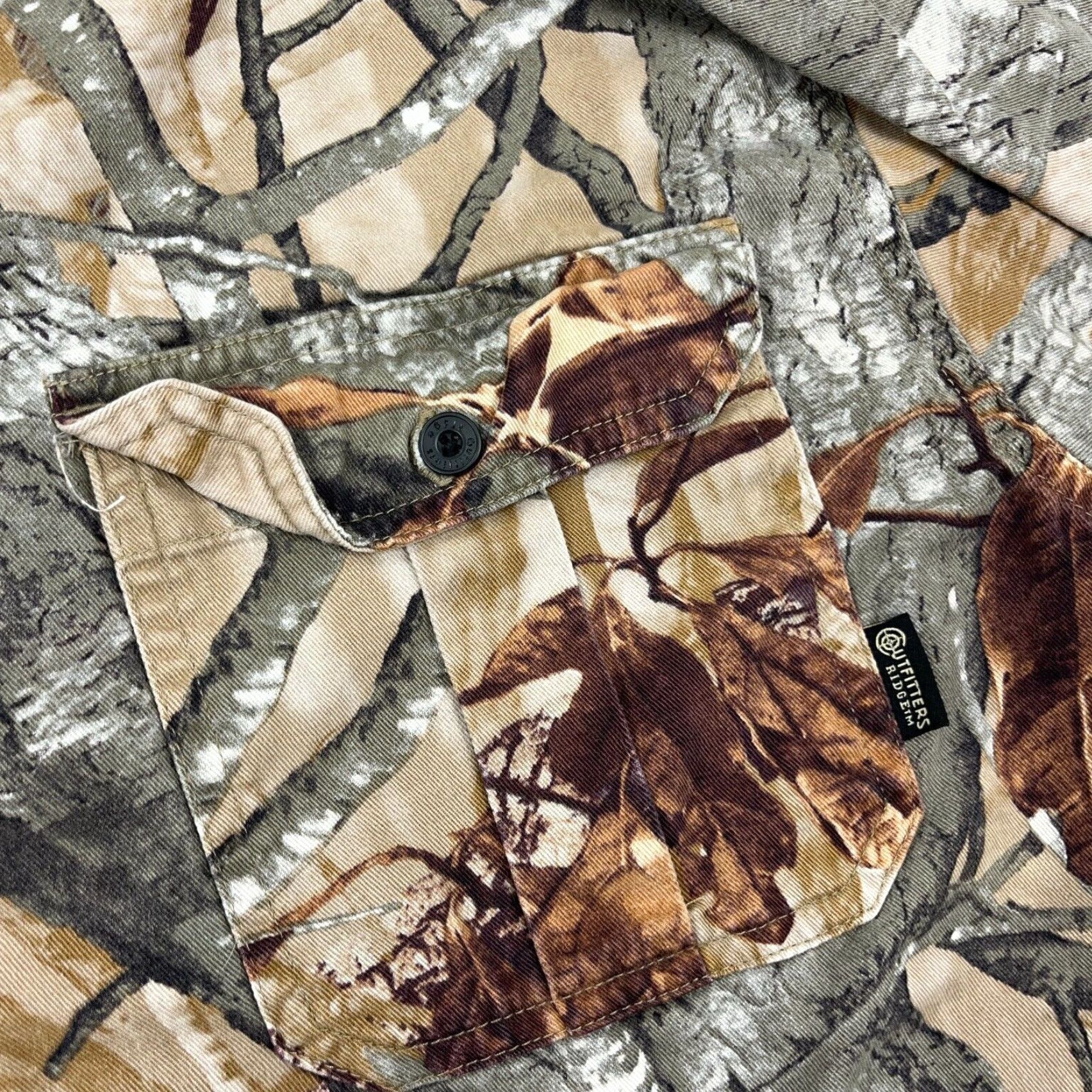 Denime VINTAGE Fusion 3D Camo Shirt Men XL Brown Button Up Twill Denim Woods Leaf VTG Y2K * Size US XL / EU 56 / 4 - 6 Thumbnail