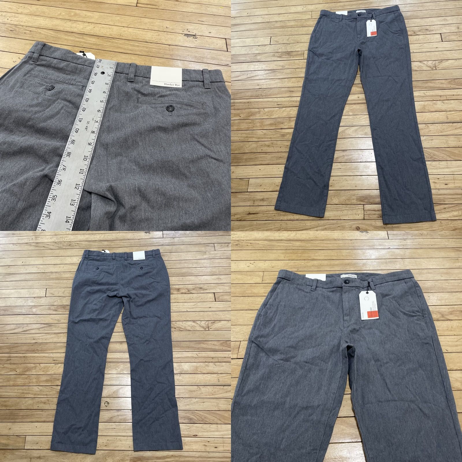 Vintage Hawker Rye Pants Men 36x34 Straight Gray Flat Front Knit Chinos NEW Size US 36 / EU 52 - 9 Thumbnail