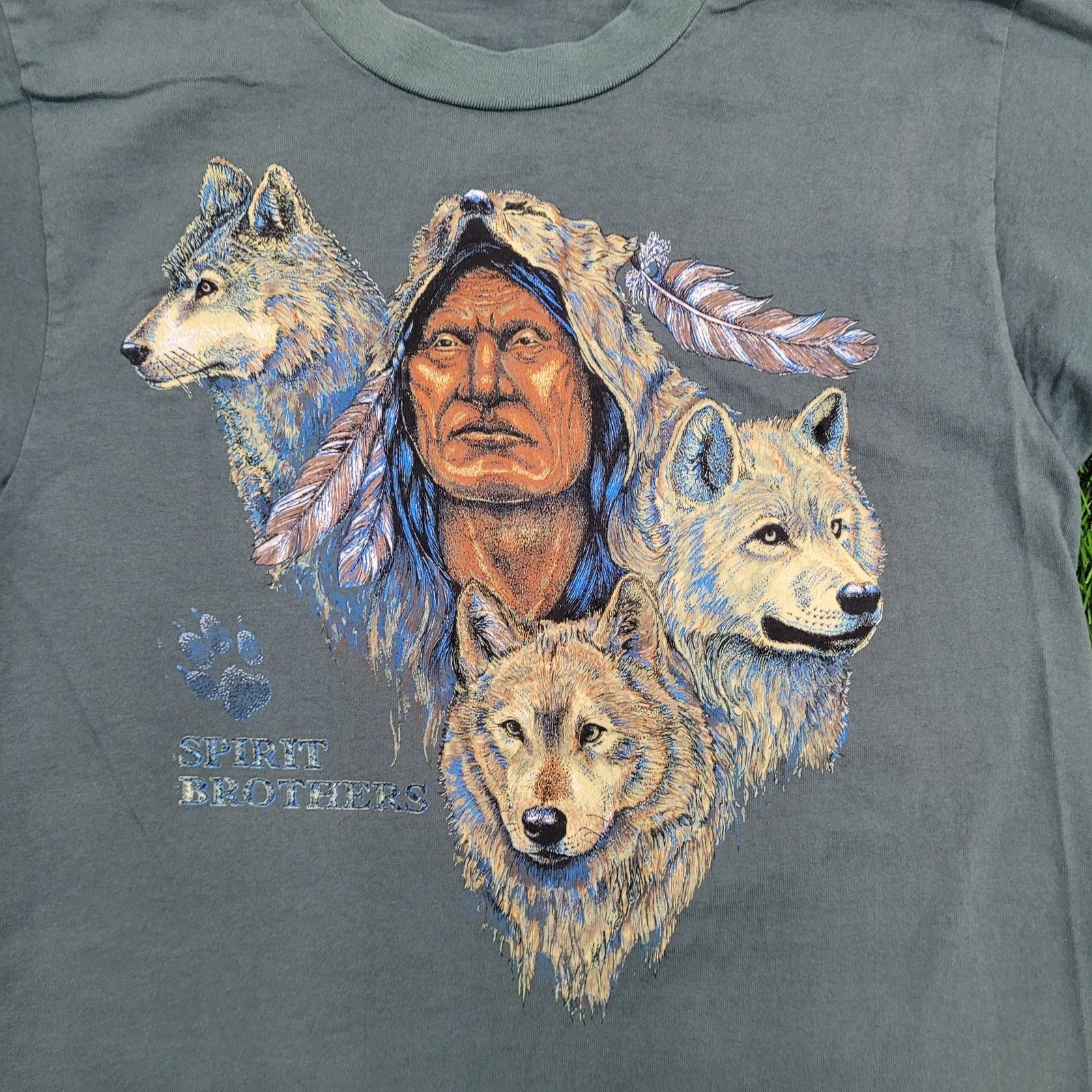 Vintage VTG 90s Native-American Indian Wolf Shirt Medium 19x26 Size US M / EU 48-50 / 2 - 8 Thumbnail