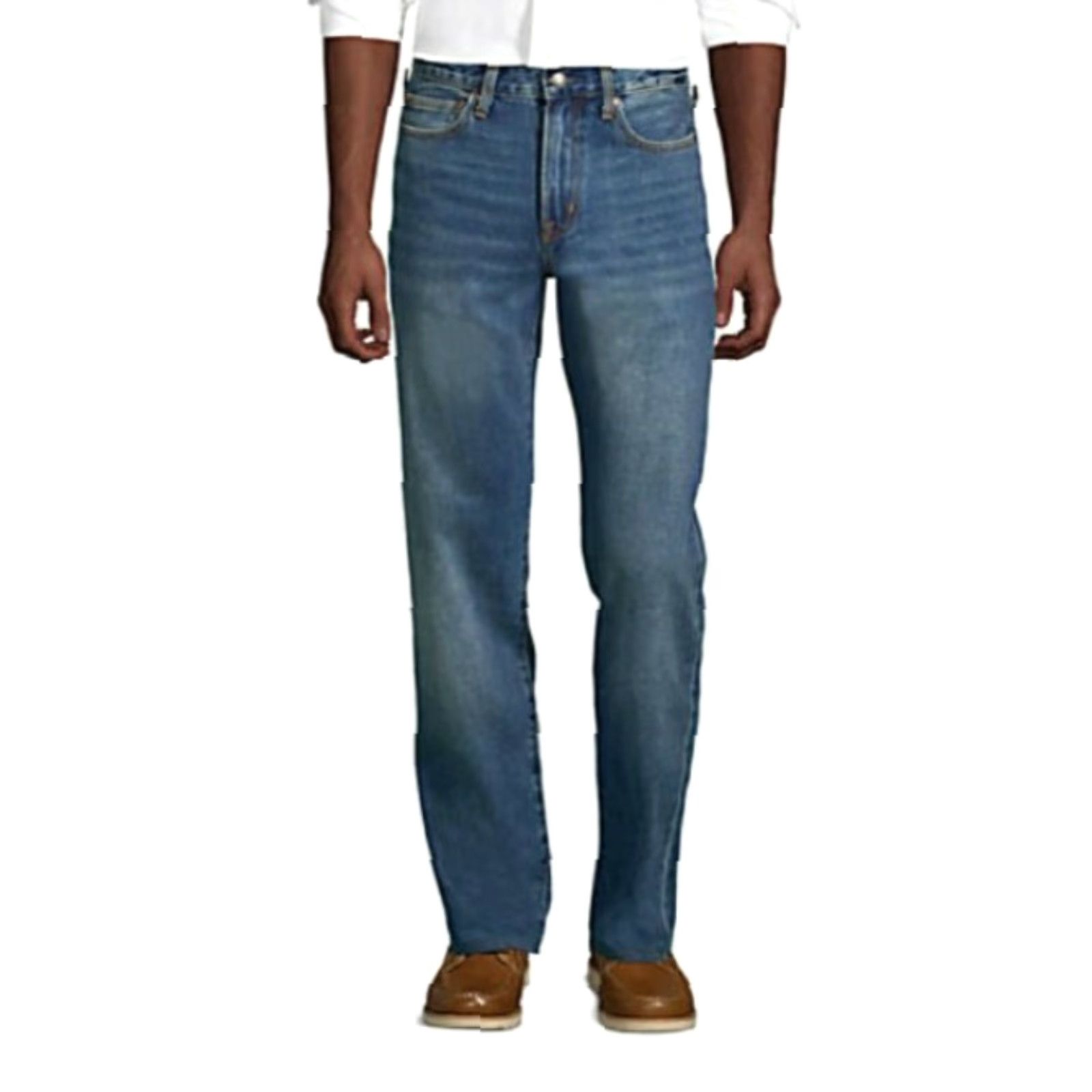 Lands' End Lands' End Men's Jeans - 46x32 - Traditional Fit - Denim - 5 Pocket - Belt Loops - 100% Cotton - Dark Blue - Machine Washable - Regular - NWT Size US 30 / EU 46 - 2 Thumbnail