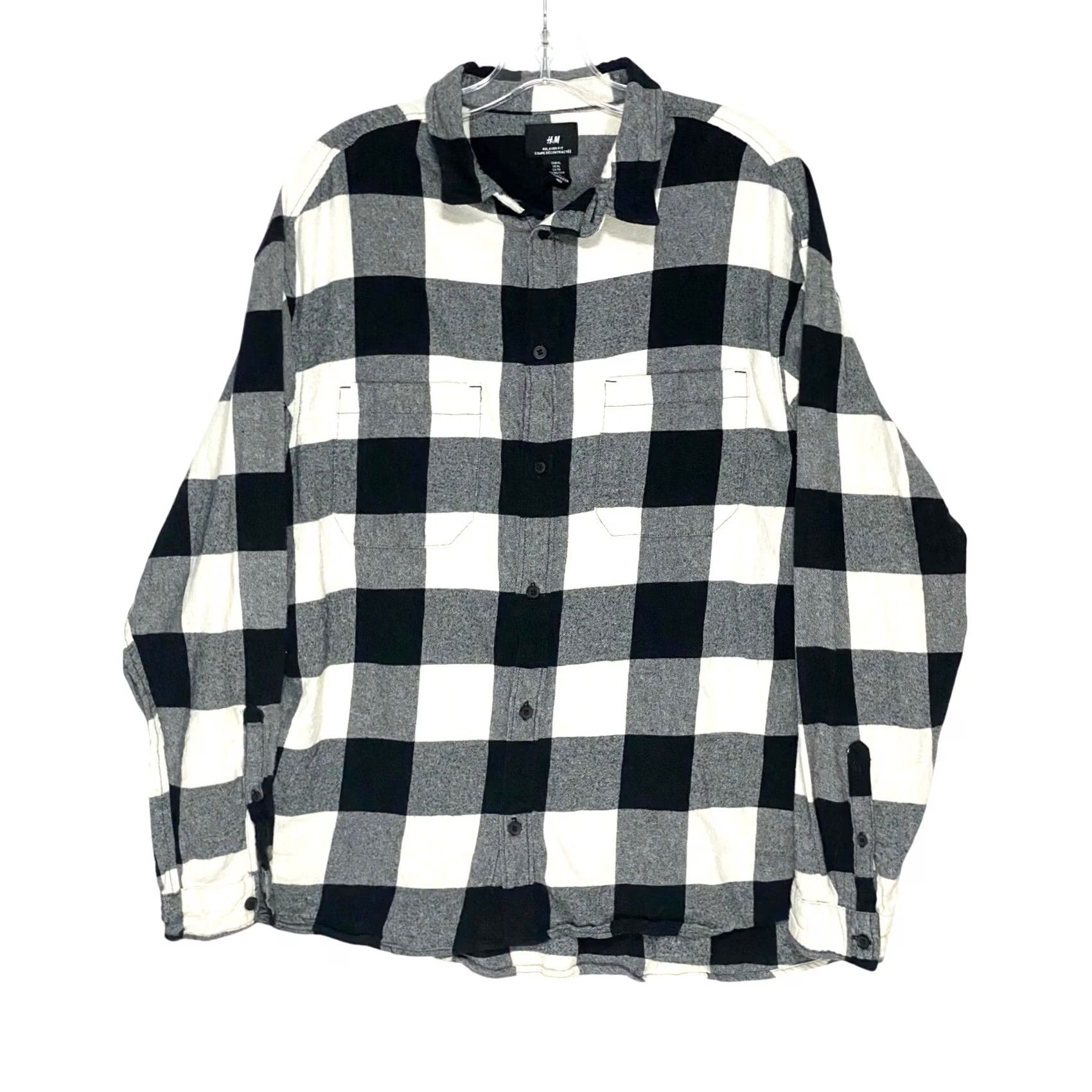 H&M H&M Black Buffalo Plaid Button Shirt Flannel Mens XL Relaxed Fit Buttons Up Casual Winter Fall Mens Size US XL / EU 56 / 4 - 2 Thumbnail