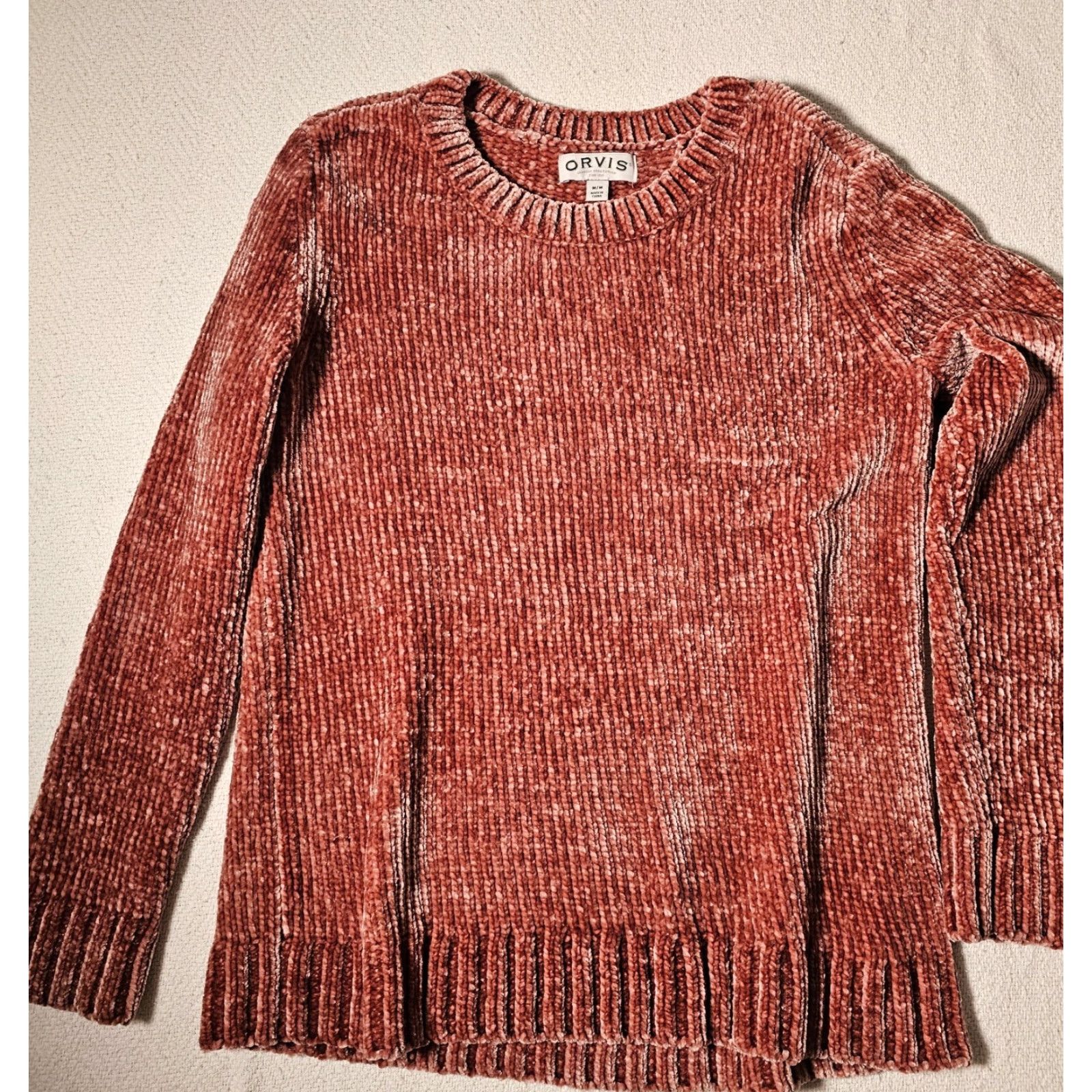 Orvis Orvis Women's Mauve Dusty Pink Crew Neck Long Sleeve Chenille Sweater M - 100% Polyester Knit Pullover Size M / US 6-8 / IT 42-44 - 5 Thumbnail