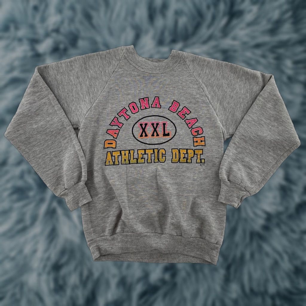 Jerzees VINTAGE Jerzees Daytona Beach Sweater Unisex Adults Crew Neck Cotton Blend Gray S Small Logo 90s Beach Mens Womens Size S / US 4 / IT 40 - 1 Thumbnail