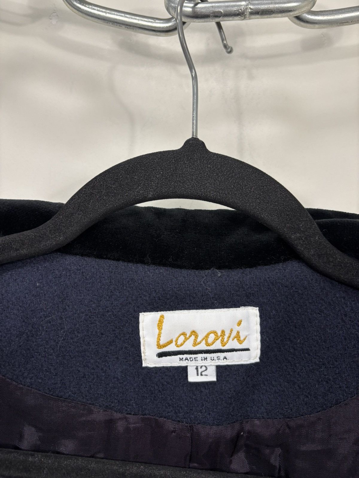 Other Vintage Lorovi Women’s Navy Blue Double Breasted Wool Coat Size XL / US 12-14 / IT 48-50 - 11 Thumbnail