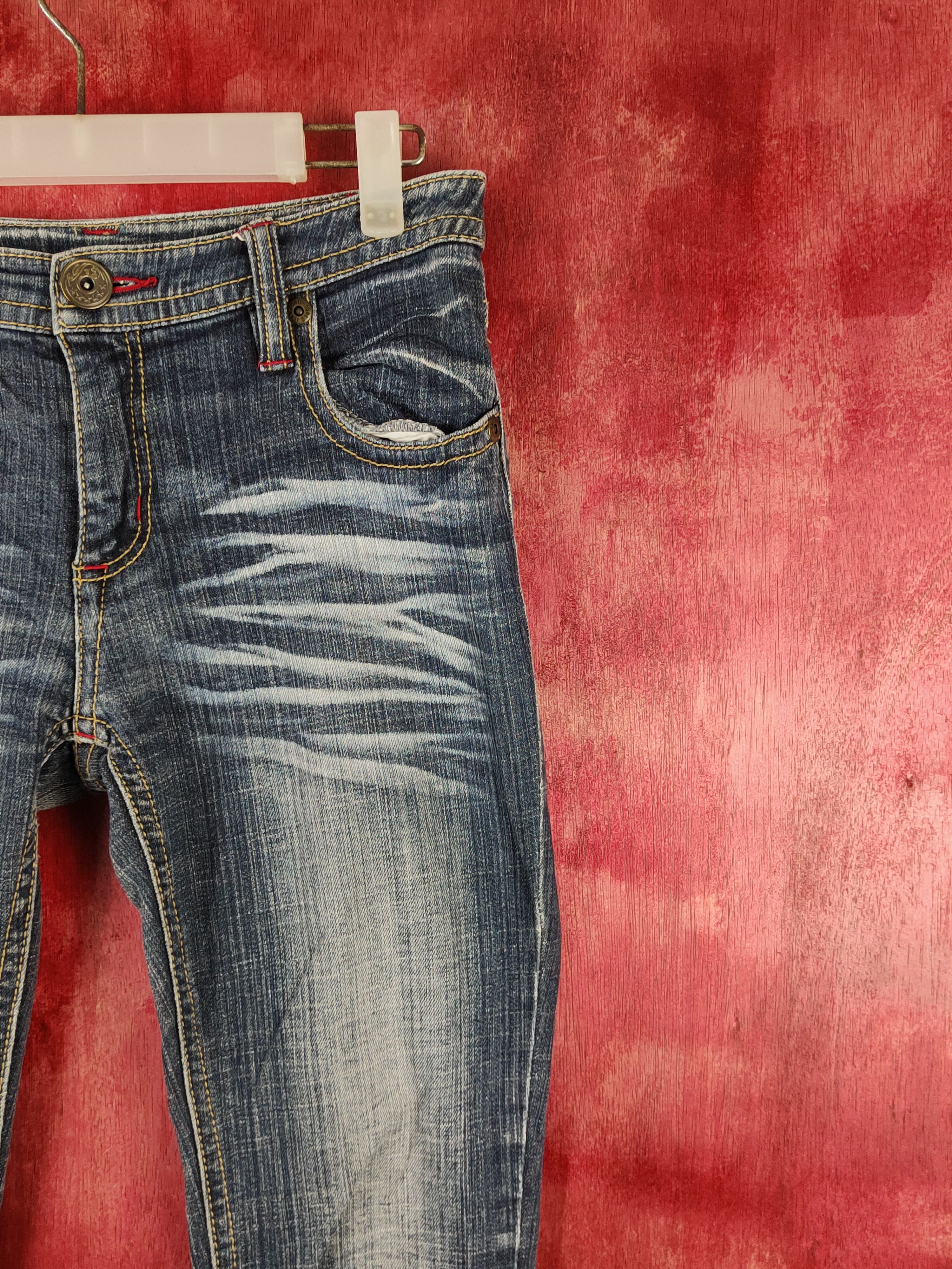 Japanese Brand N Dark Blue Distressed Ripped Jeans #S2220 Size 29" - 5 Thumbnail