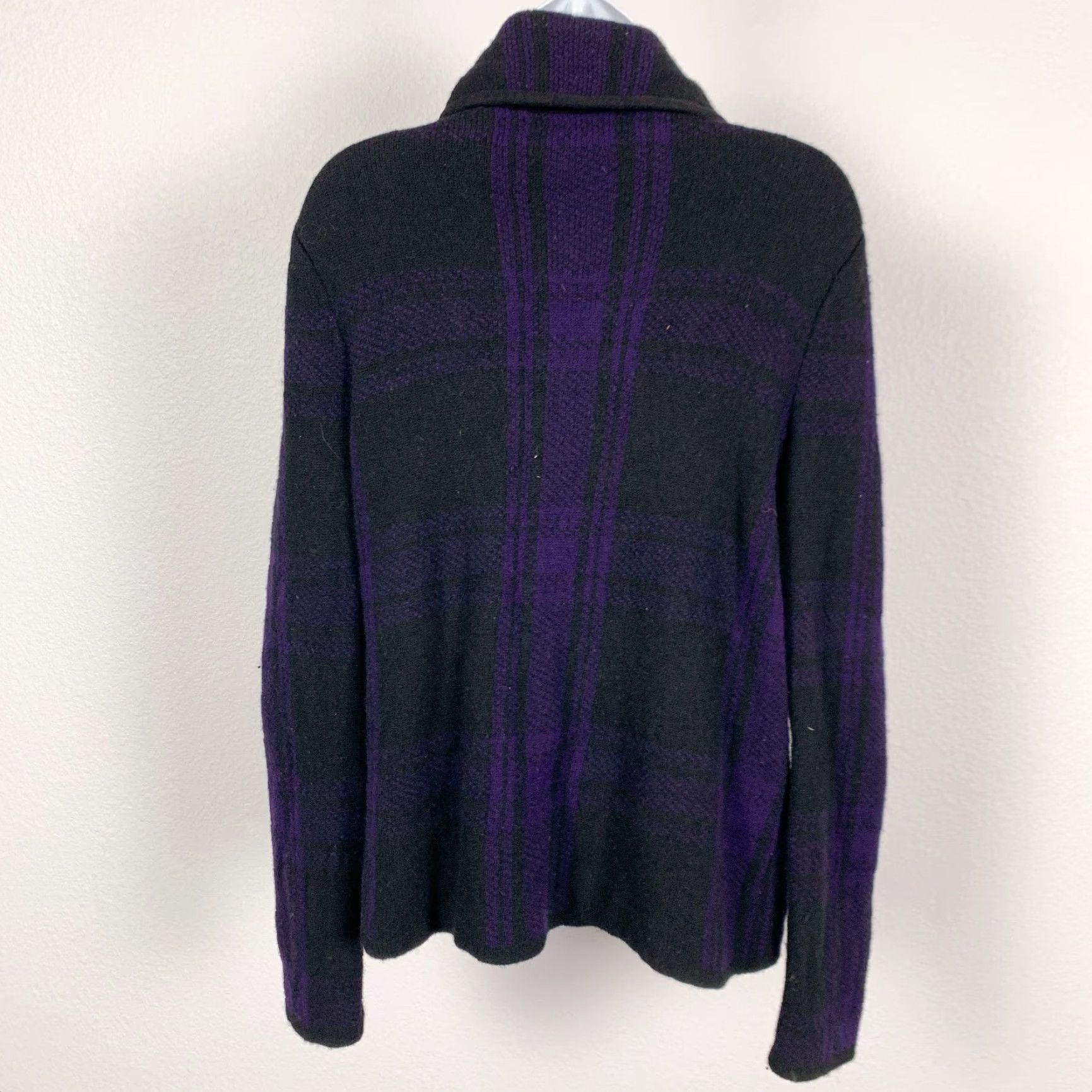 Ralph Lauren Lauren Ralph Lauren Black Purple Plaid Cardigan Lambswool Medium Size M / US 6-8 / IT 42-44 - 4 Thumbnail
