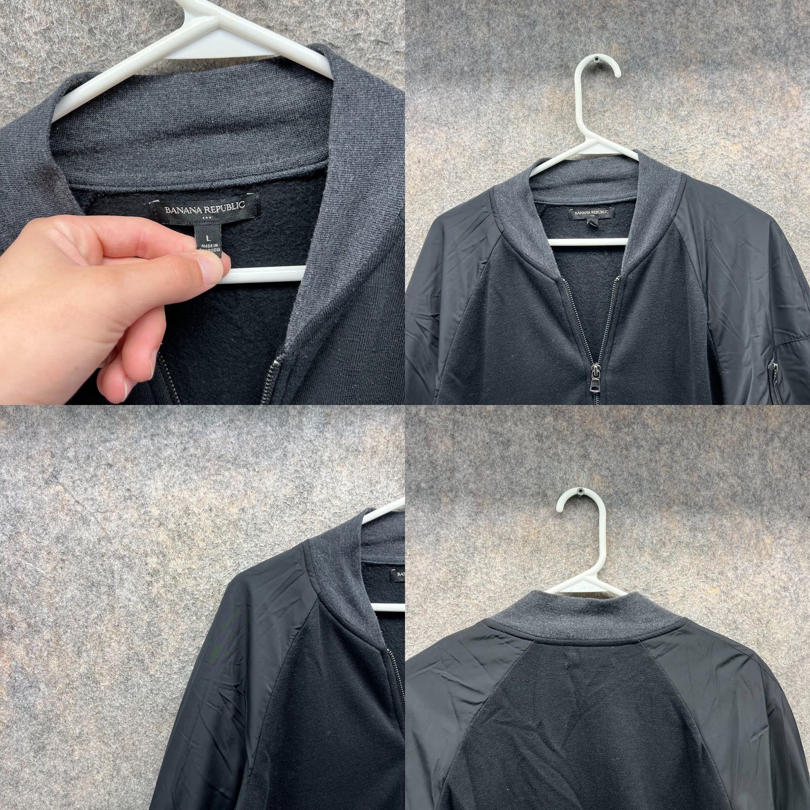 Banana Republic VINTAGE Banana Republic Bomber Jacket Mens Large Black Full Zip Stretch Zip Sweater Jacket Size US L / EU 52-54 / 3 - 8 Thumbnail