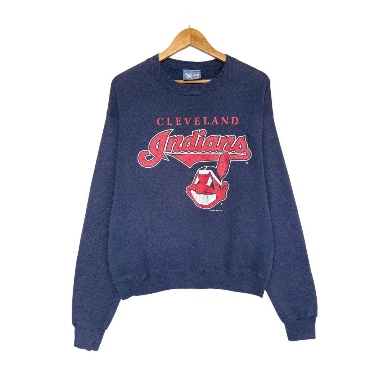 MLB × Starter × Vintage Vintage 90s MLB Cleverland Indians Sweatshirt Navy Blue Size US M / EU 48-50 / 2 - 1 Thumbnail
