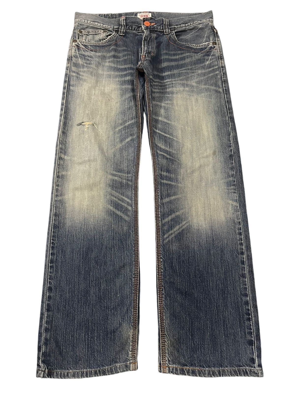 Edwin Vintage 90s Edwin Faded Wash Style Distress Loose Jeans Size US 36 / EU 52 - 1 Thumbnail