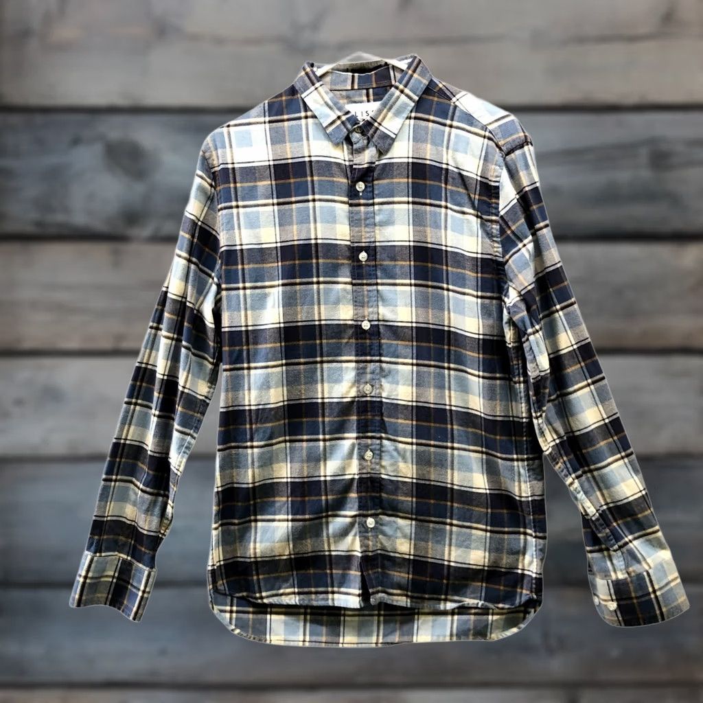 Portuguese Flannel Lisboa Shirt Mens S Blue Plaid Organic Cotton Portuguese Flannel Button-Up Shirt Regular Fit Size US S / EU 44-46 / 1 - 1 Thumbnail