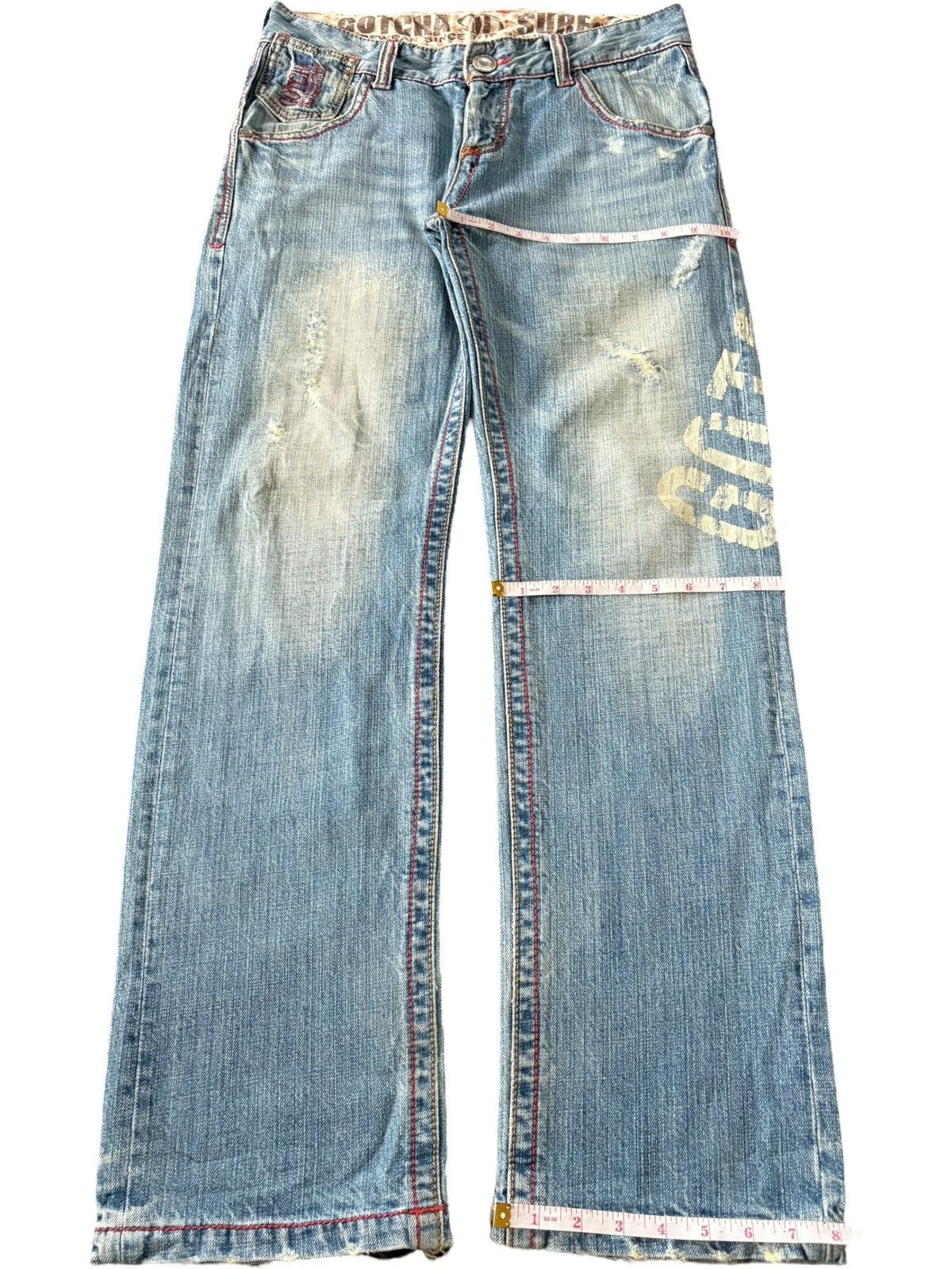 Gotcha Vintage Japanese Gotcha Printed Distressed Baggy Jeans Size US 31 - 8 Thumbnail