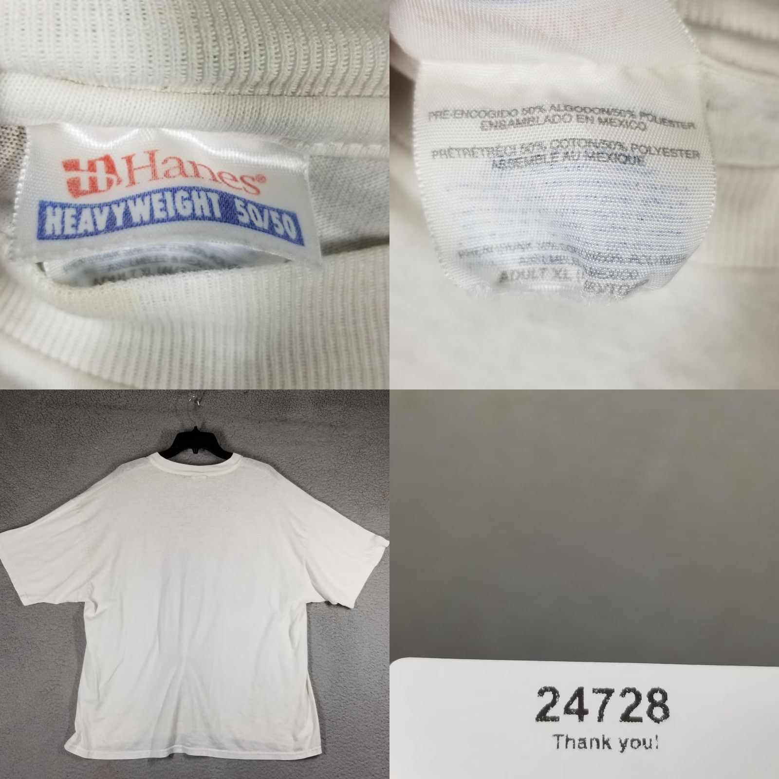 Hanes VINTAGE Centenary The Power Shirt Mens XL White Baseball Graphic 90s Hanes T-Shirt Crew Neck Short Sleeve Graphic Print Mens Size US XL / EU 56 / 4 - 8 Thumbnail