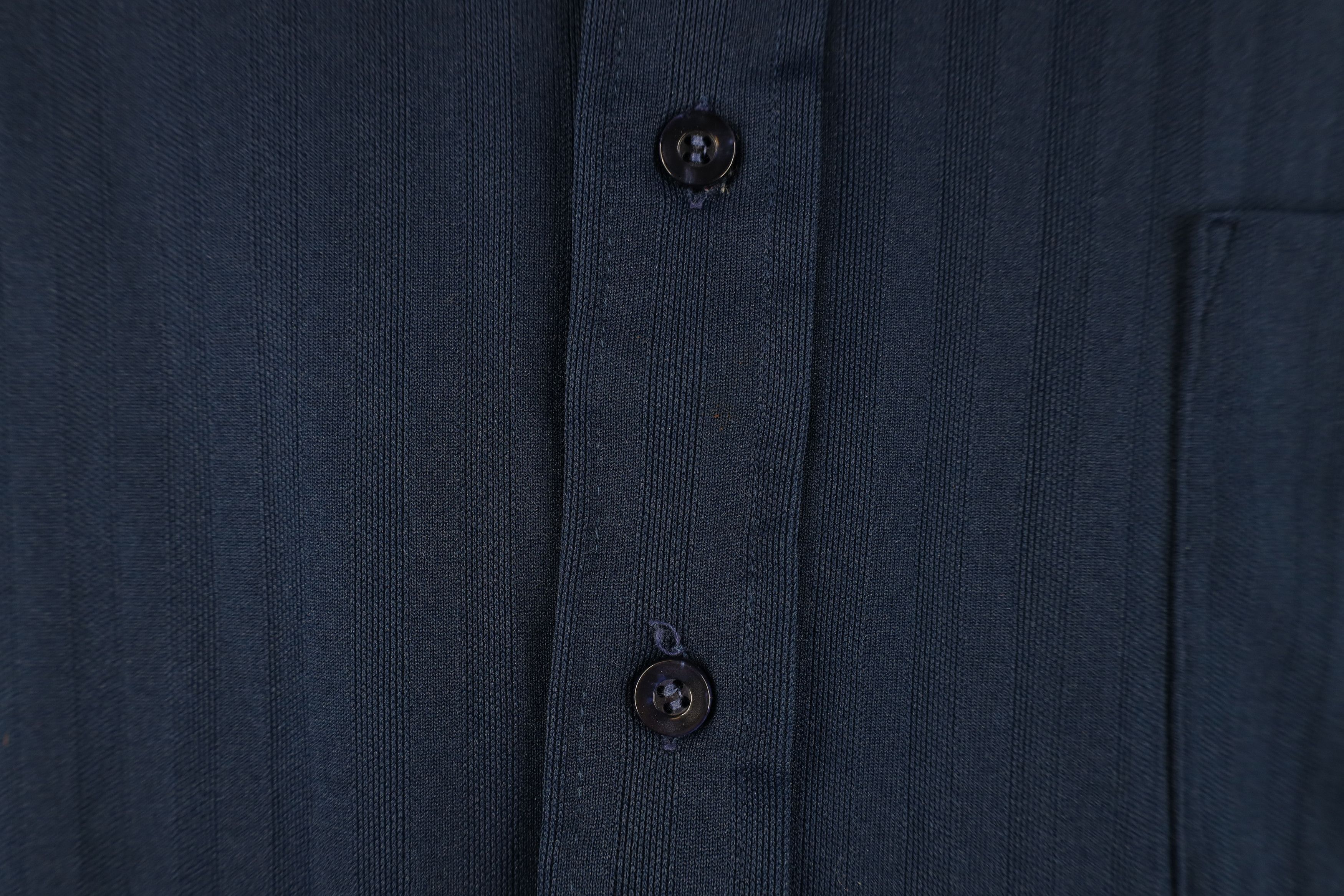 Vintage Vintage 70s Streetwear Knit Collared Button Shirt Navy Blue Size US M / EU 48-50 / 2 - 7 Thumbnail