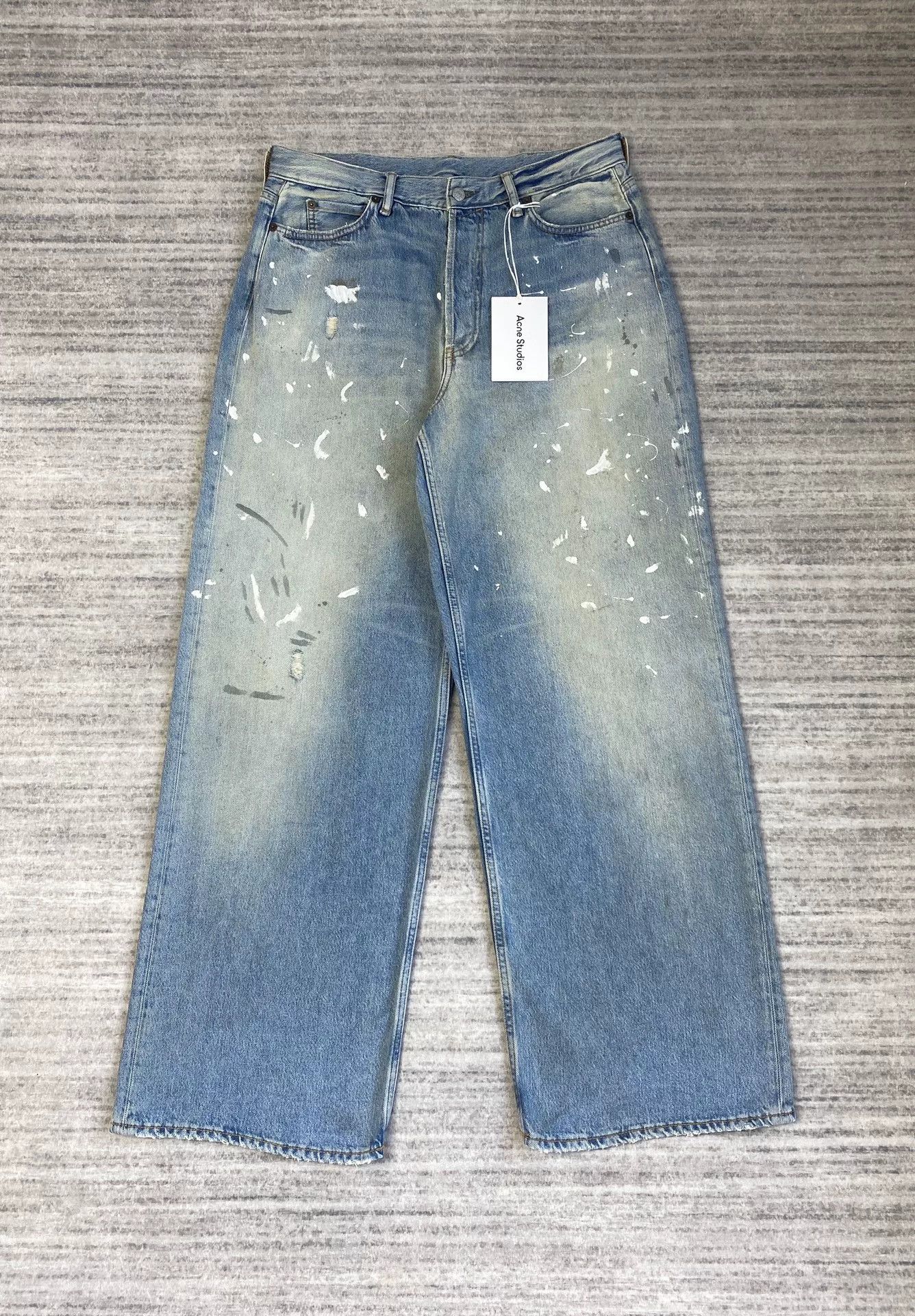 Acne Studios Acne Studios Blue Ink Splash Baggy Jeans Size US 34 / EU 50 - 1 Thumbnail