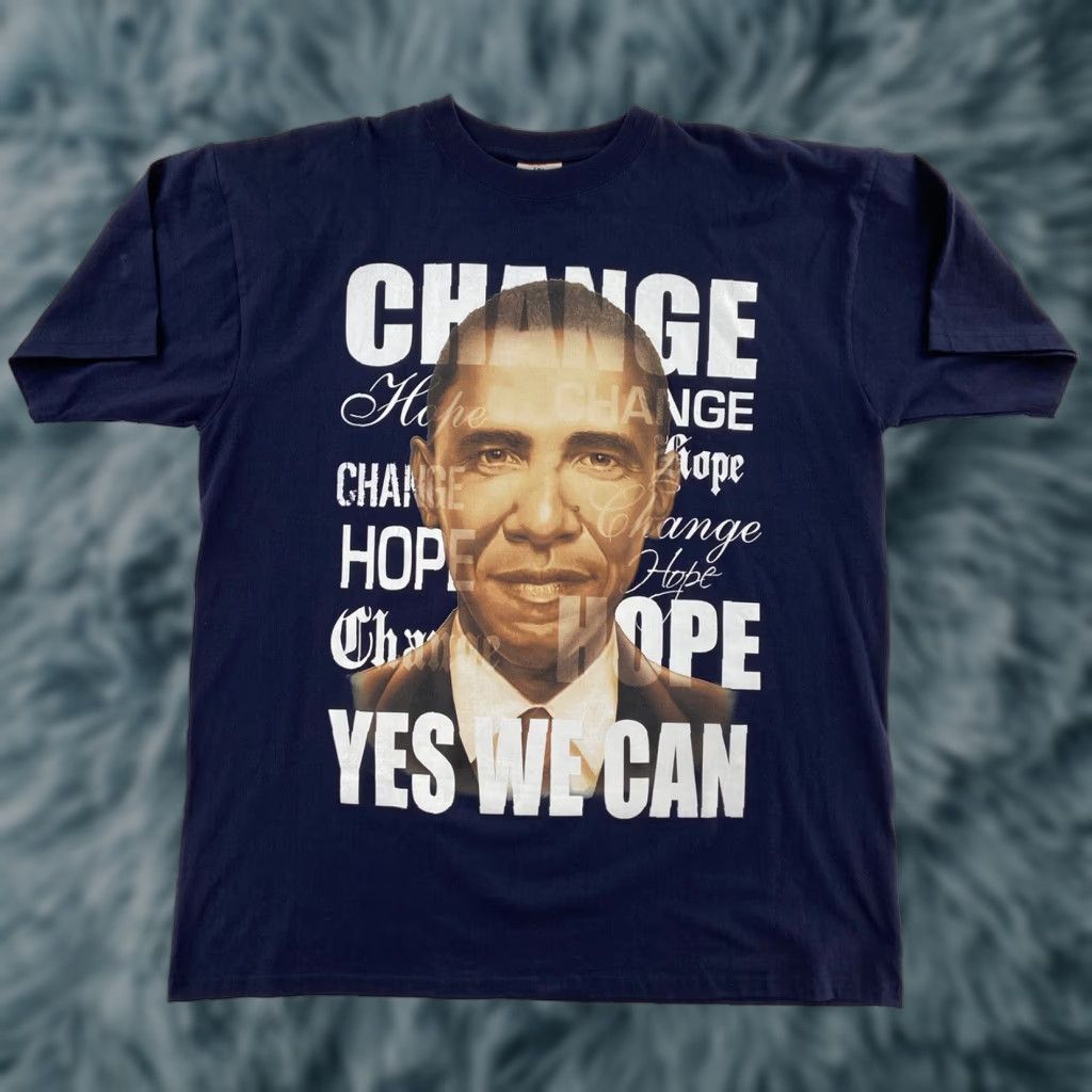 Changes Barack Obama Shirt Adult 3XL Blue Change Yes We Can Empire Bigland Tee Mens XXXL Shirt Size US XXL / EU 58 / 5 - 1 Thumbnail