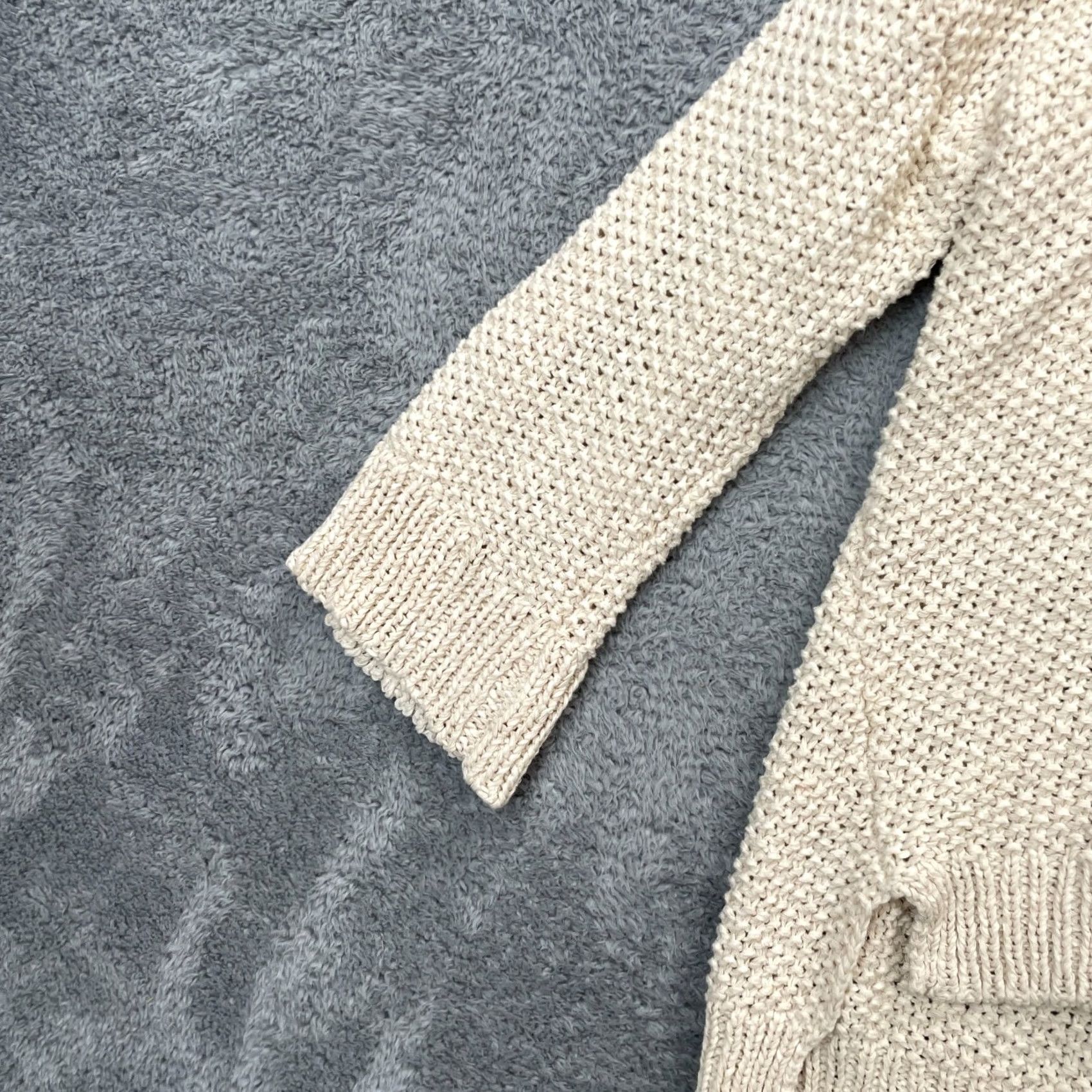 Eileen Fisher Eileen Fisher Womens XXS Beige Cotton Sweater Open Knit High Low Hem Warm Size XXS / US 00 / IT 34 - 6 Thumbnail