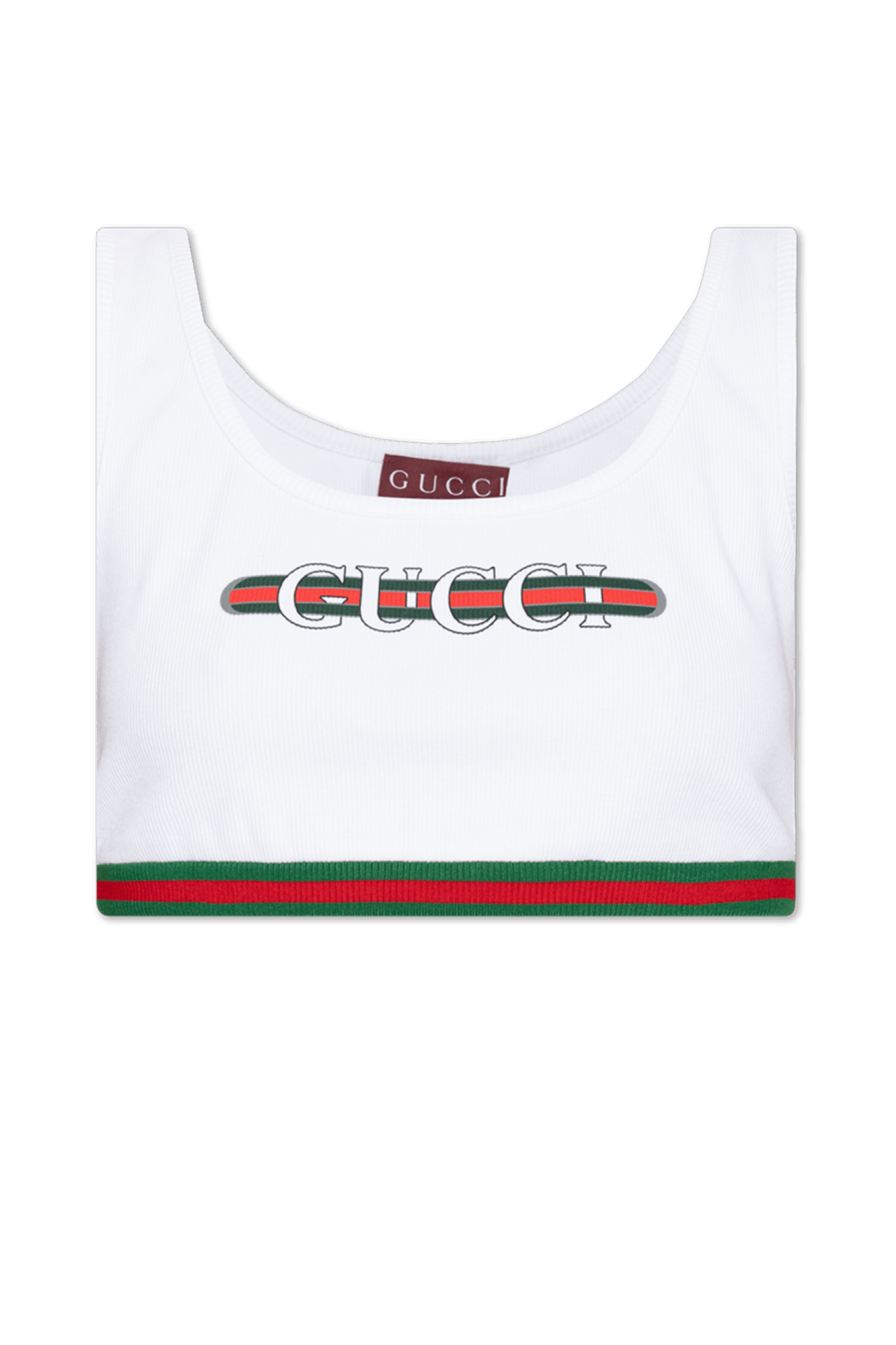 Gucci o1la5ras0526 Cotton Rib Crop Top With Web in White Size XL / US 12-14 / IT 48-50 - 1 Thumbnail