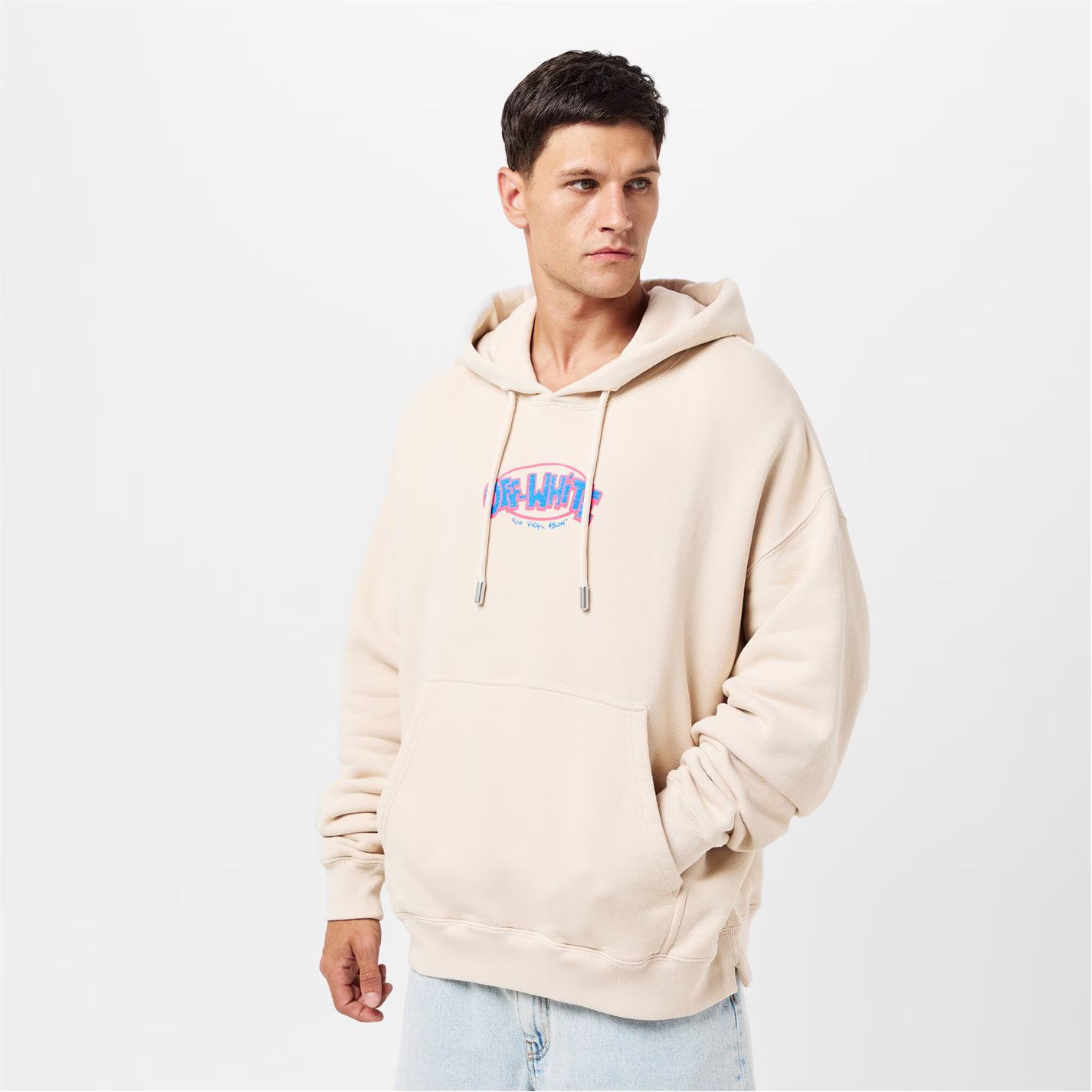 Off-White o1g2r1mq0226 Sketch Fleece Relaxed Fit Hoodie In Beige Size US L / EU 52-54 / 3 - 3 Thumbnail