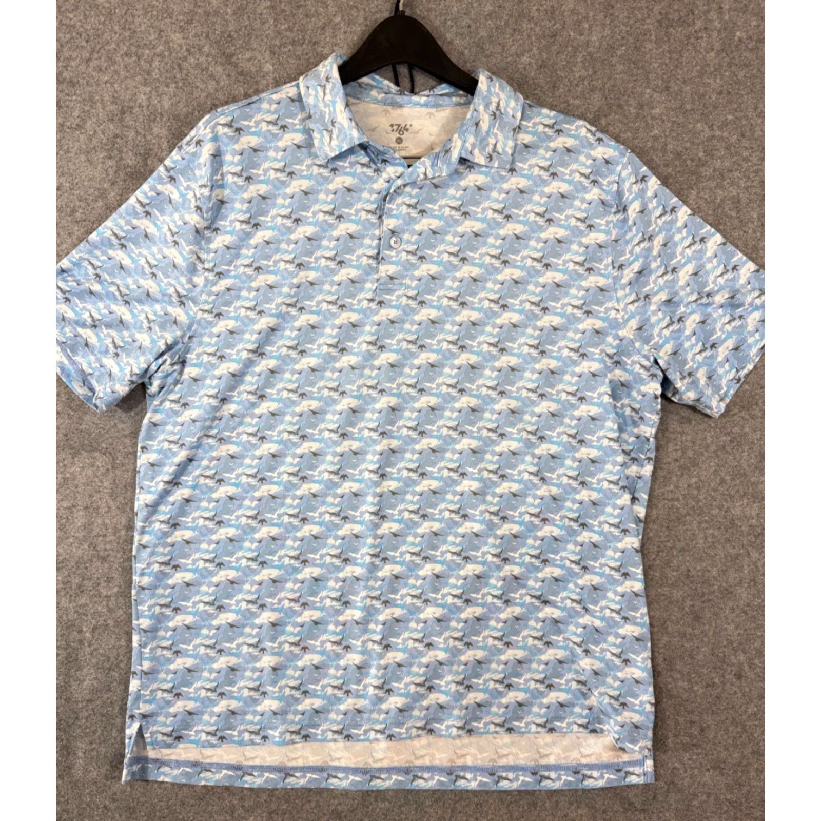 Vintage 1764 Golf Polo Shirt Mens XL Blue Birds Print Short Sleeve Stretch Performance Shirt Polo Size US XL / EU 56 / 4 - 2 Thumbnail