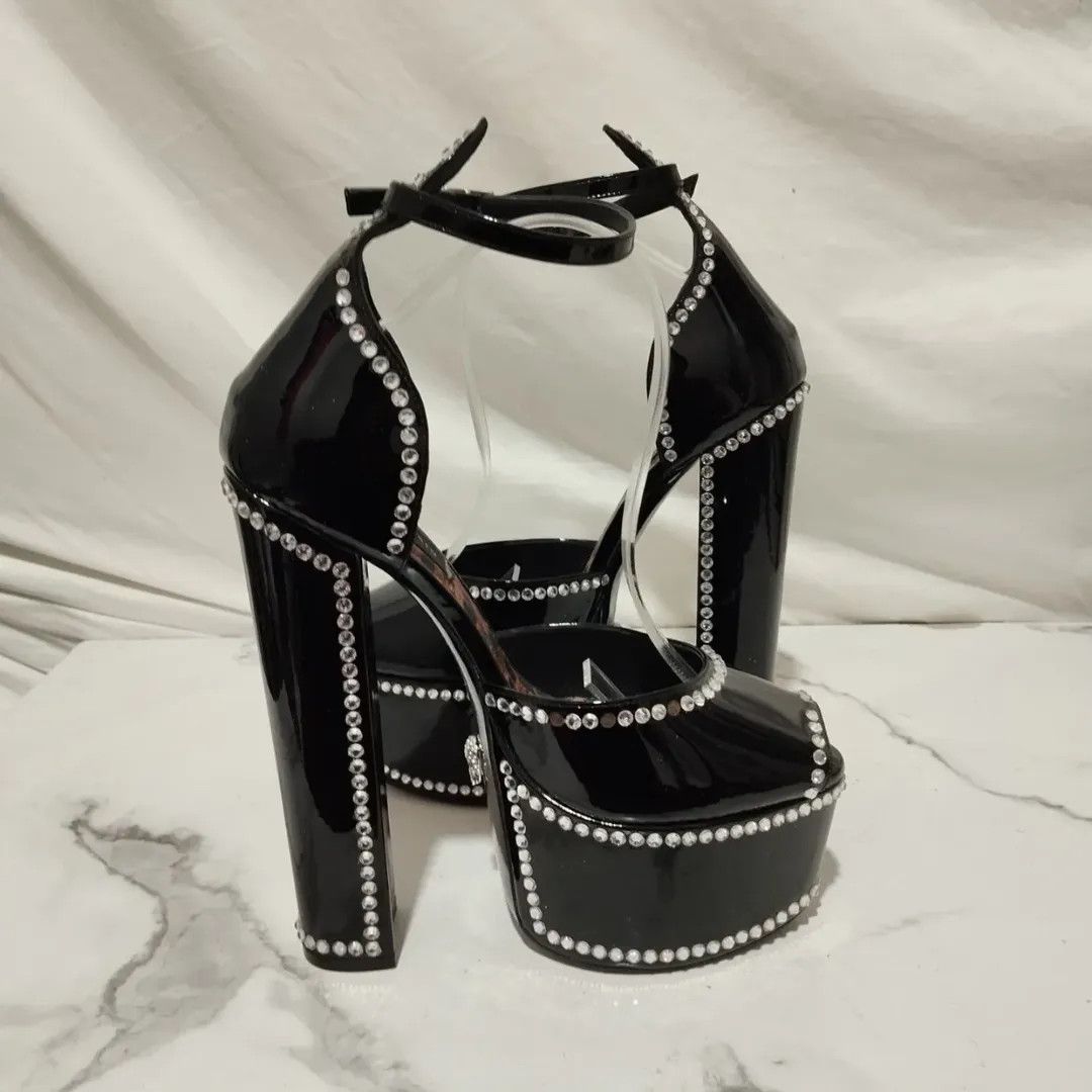 Philipp Plein Philipp Plein 120mm Cryst-Embelished Black Platform Hi-Heels Size US 8 / IT 38 - 4 Thumbnail