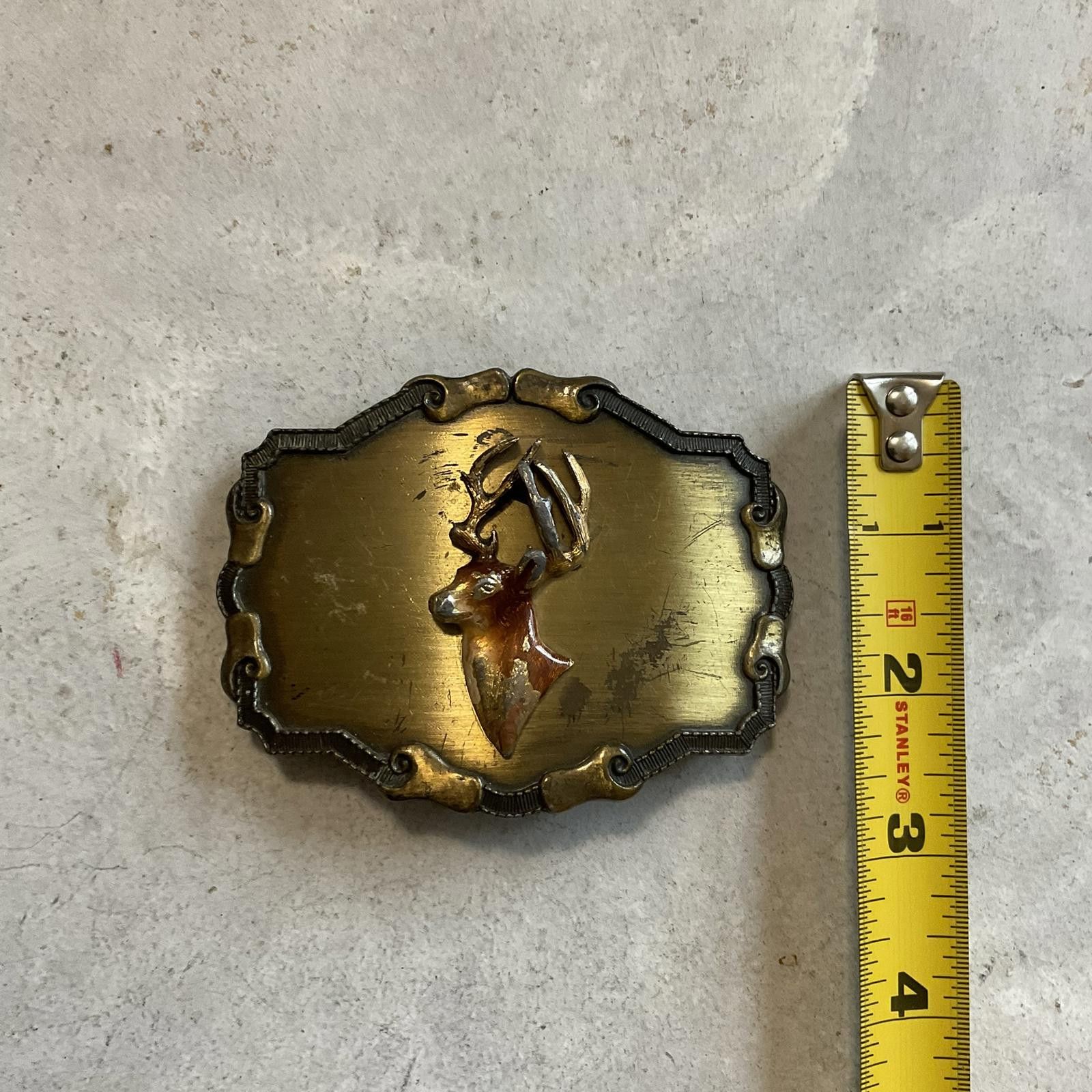 Vintage vintage 70's deer buck western belt buckle raintree brass Size ONE SIZE - 4 Thumbnail