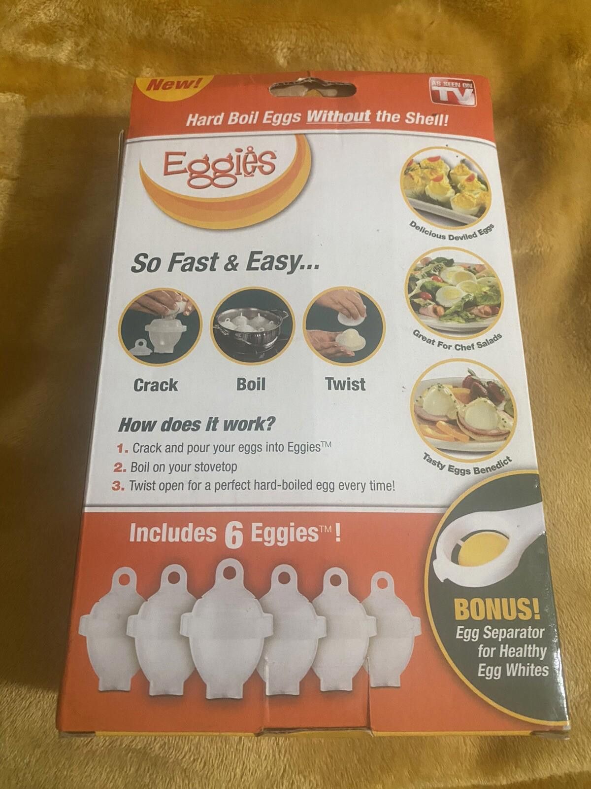 Other NEW Eggies Hard Boil Egg Cooker (6) with Bonus Egg White Size ONE SIZE - 6 Thumbnail