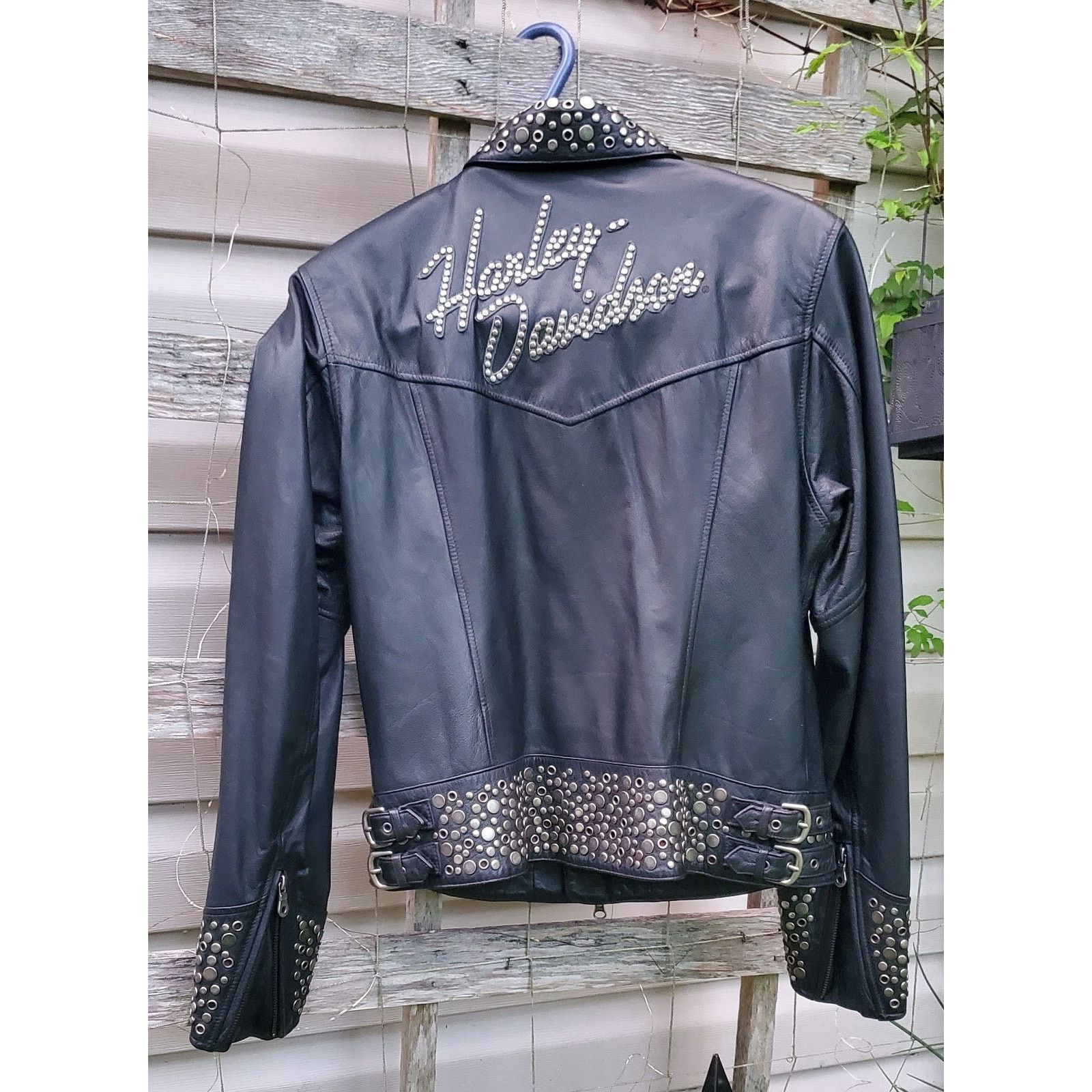 Harley Davidson Harley Davidson Womens Studded Leather Jacket M Black Biker Size M / US 6-8 / IT 42-44 - 1 Thumbnail