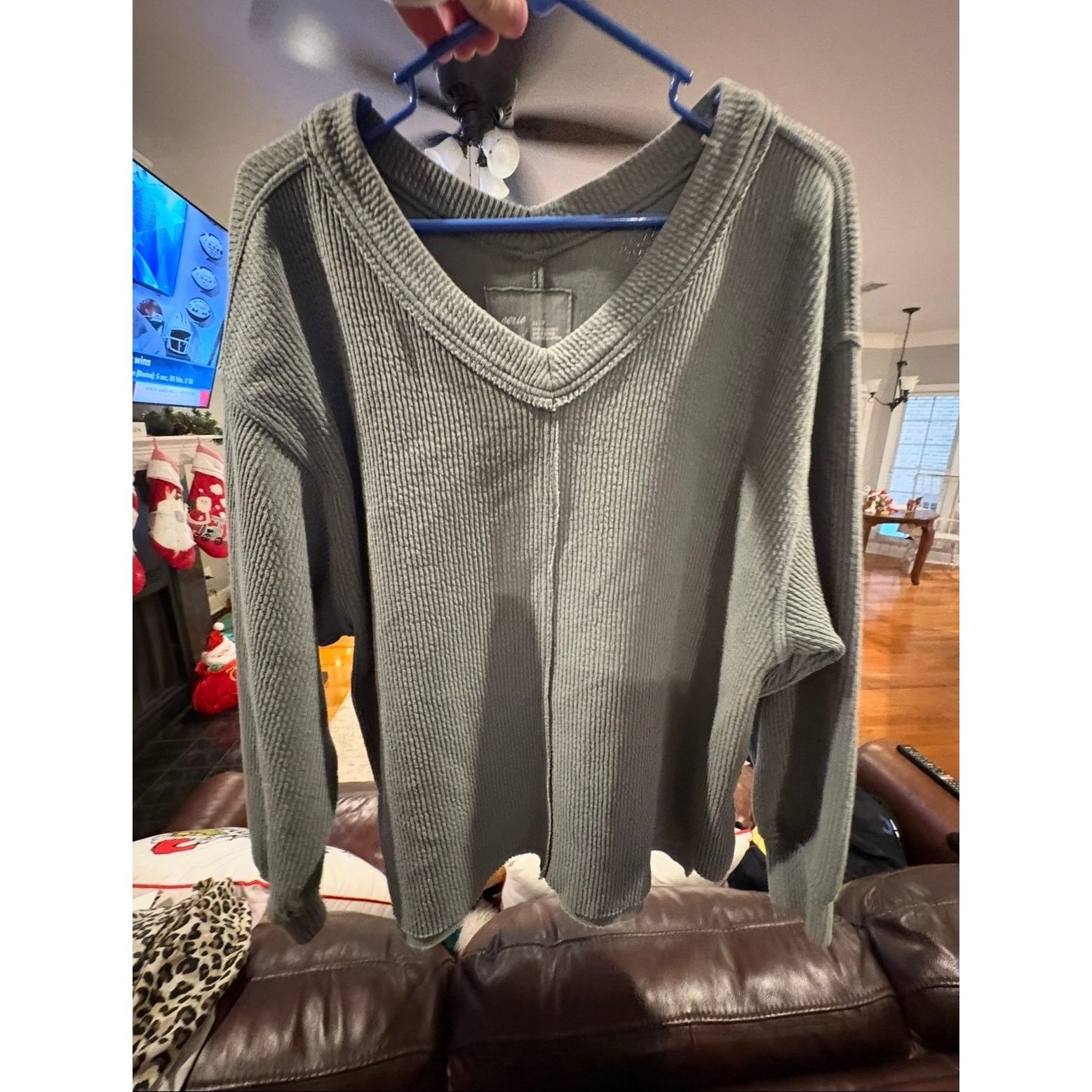 American Eagle Outfitters Aerie Olive Green Waffle Knit Sweater Women’s XS Extra Small Size XS / US 0-2 / IT 36-38 - 2 Thumbnail