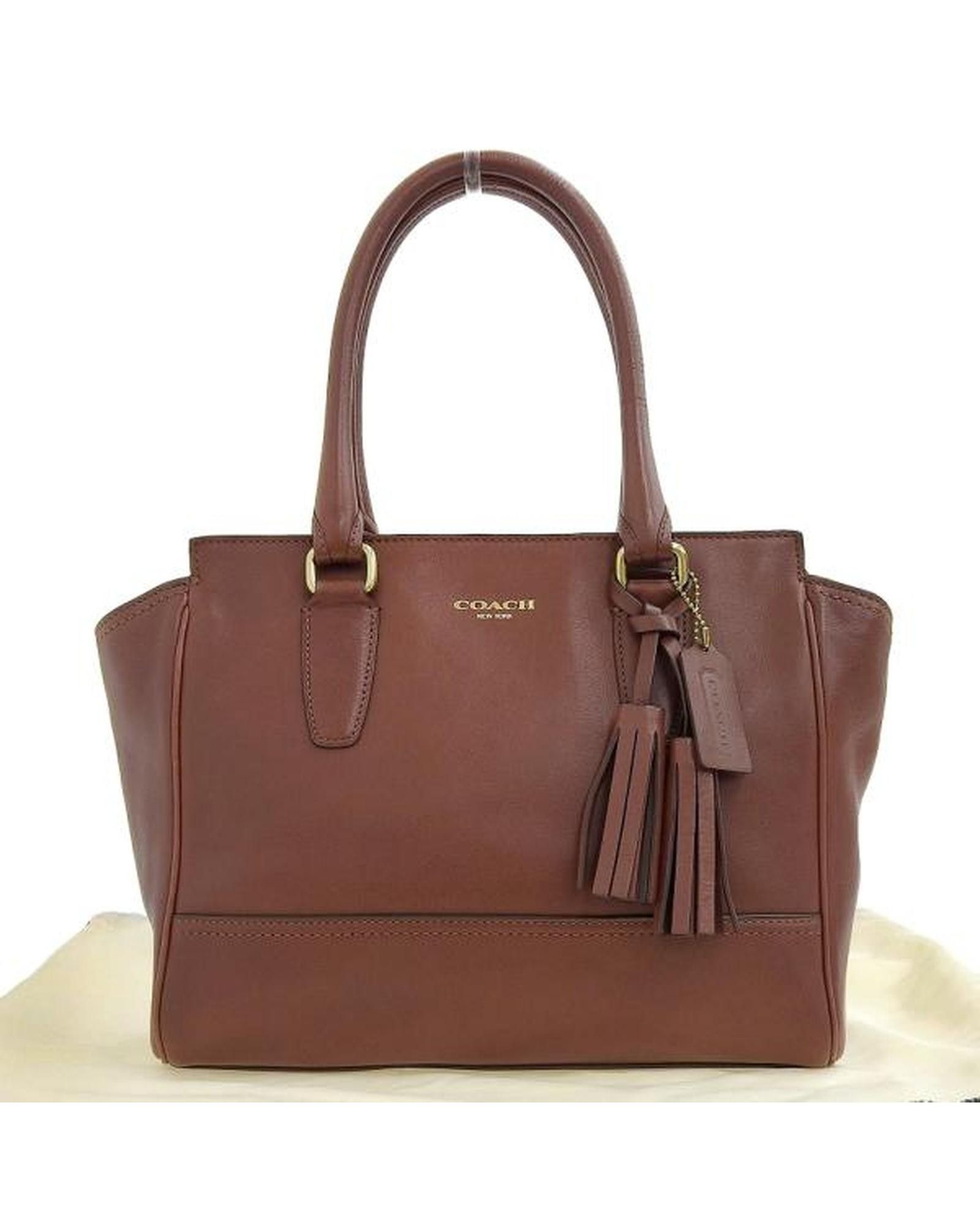 image of Coach Leather Legacy Handbag In Excellent Condition in Brown, Women's