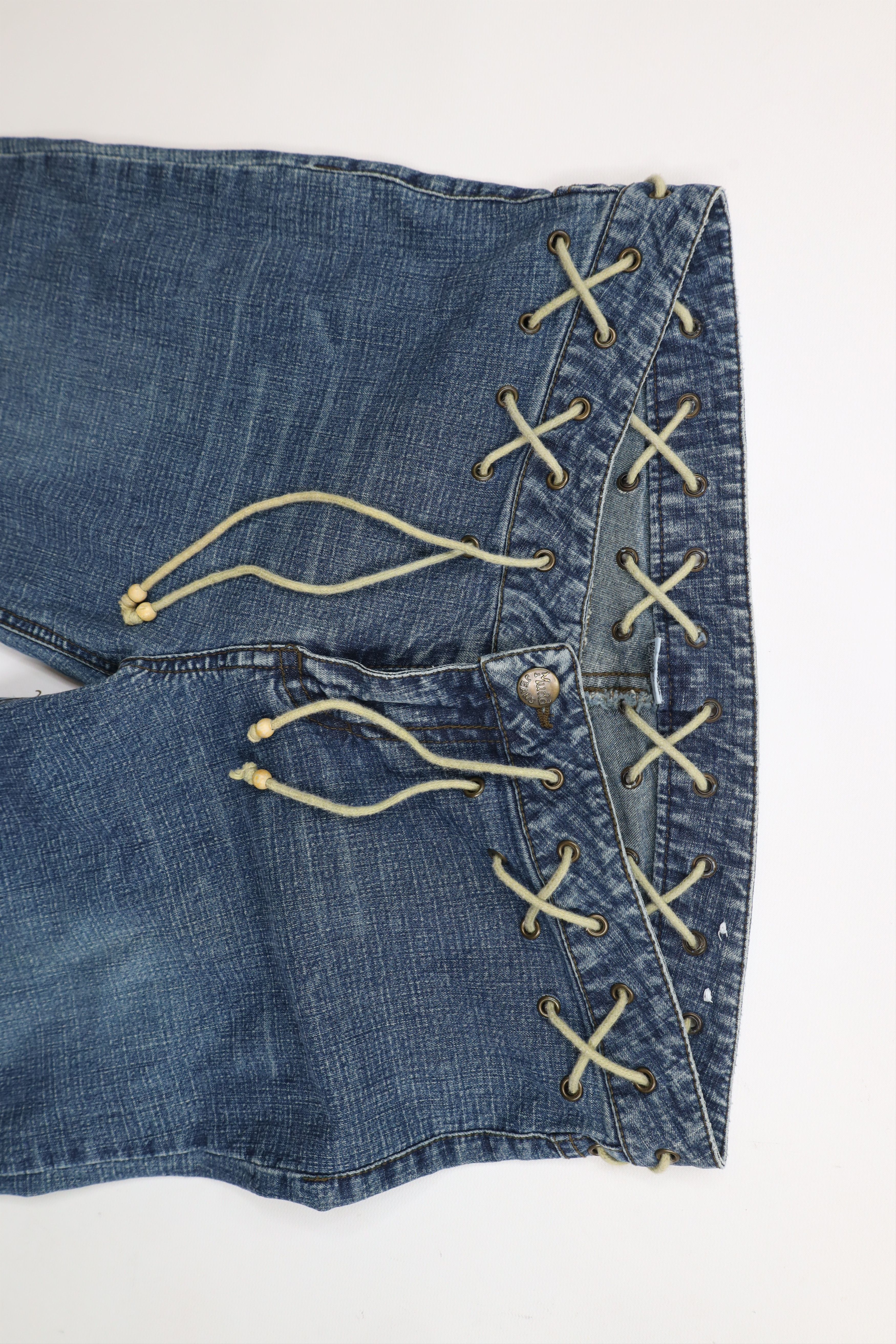Vintage Vintage 90s Y2K Streetwear Tie Waist Flared Wide Leg Jeans Size 30" / US 8 / IT 44 - 8 Thumbnail