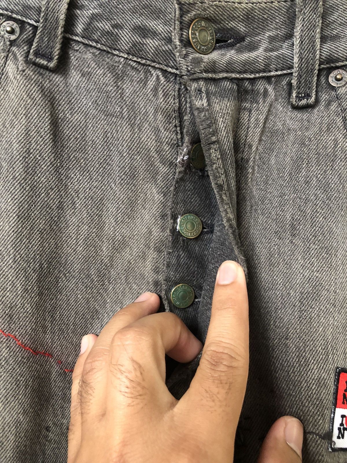 Levi's Rare❗️Vintage 90s Levis 501 Distressed Multi Patches Jeans Size US 32 / EU 48 - 9 Thumbnail