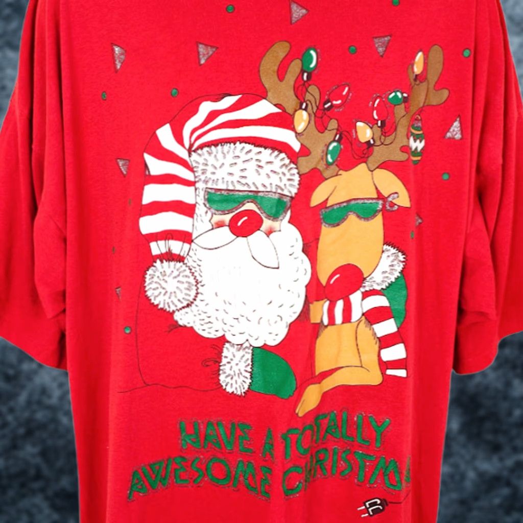 Vintage VINTAGE Kick's Santa Claus Rudolph T Shirt Mens 3XL Red 80s Sleep Tee Christmas Made In USA Mens Shirt Size US XXL / EU 58 / 5 - 1 Thumbnail