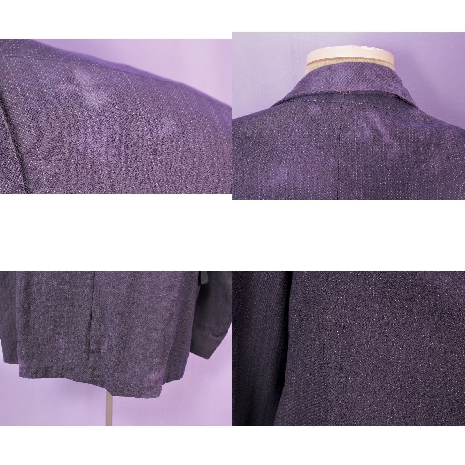 Vintage VINTAGE Men's VTG 20s AS IS Navy Wool 2 PC Suit Sz S-M 1920s Button Fly Pants Shirt Jacket Wool Navy Blue 1920s Mens Women Girls Boys Size 36R - 11 Thumbnail