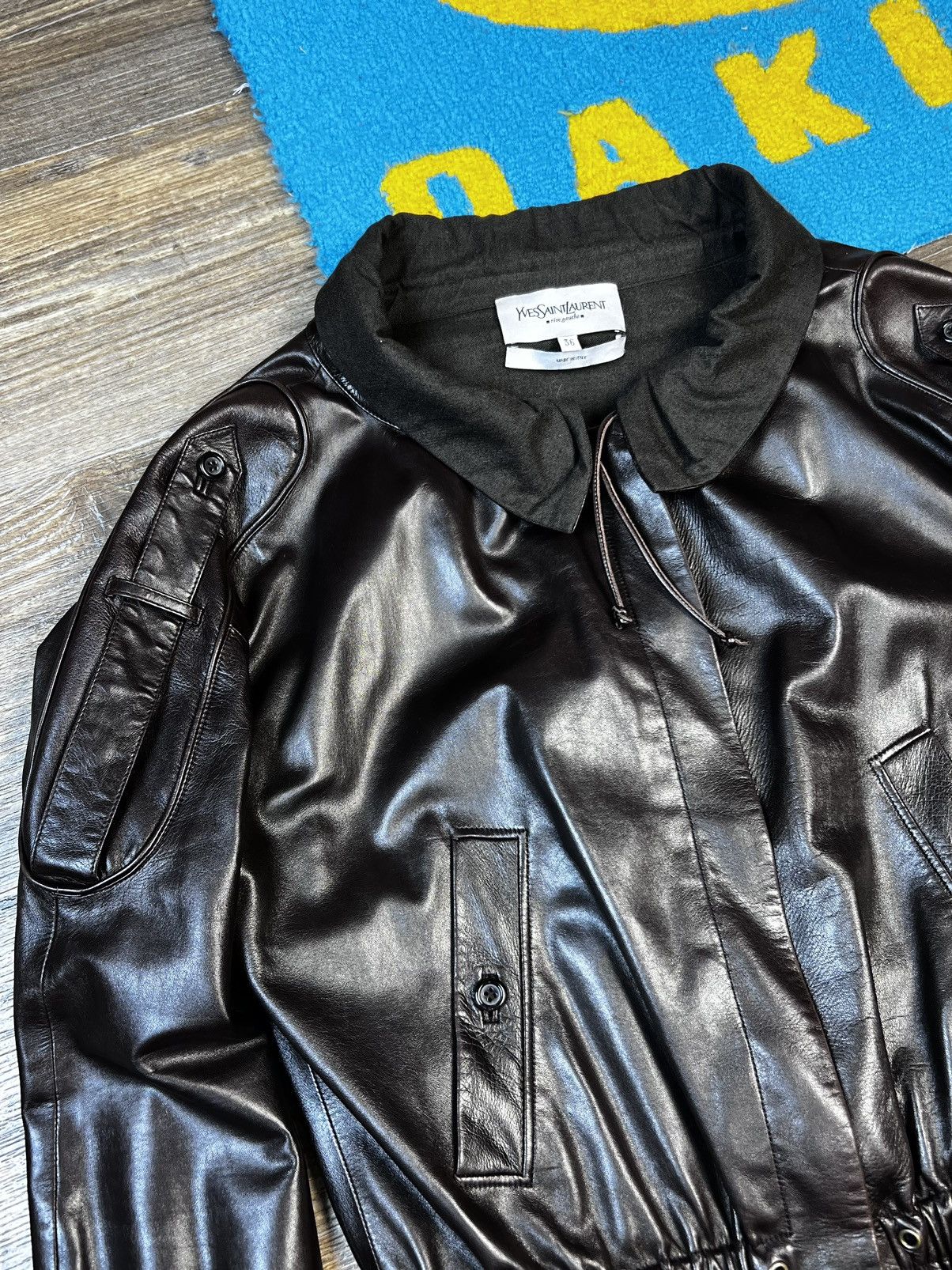Yves Saint Laurent Yves Saint Laurent Rive Gauche Brown Leather Jacket Size XS / US 0-2 / IT 36-38 - 5 Thumbnail