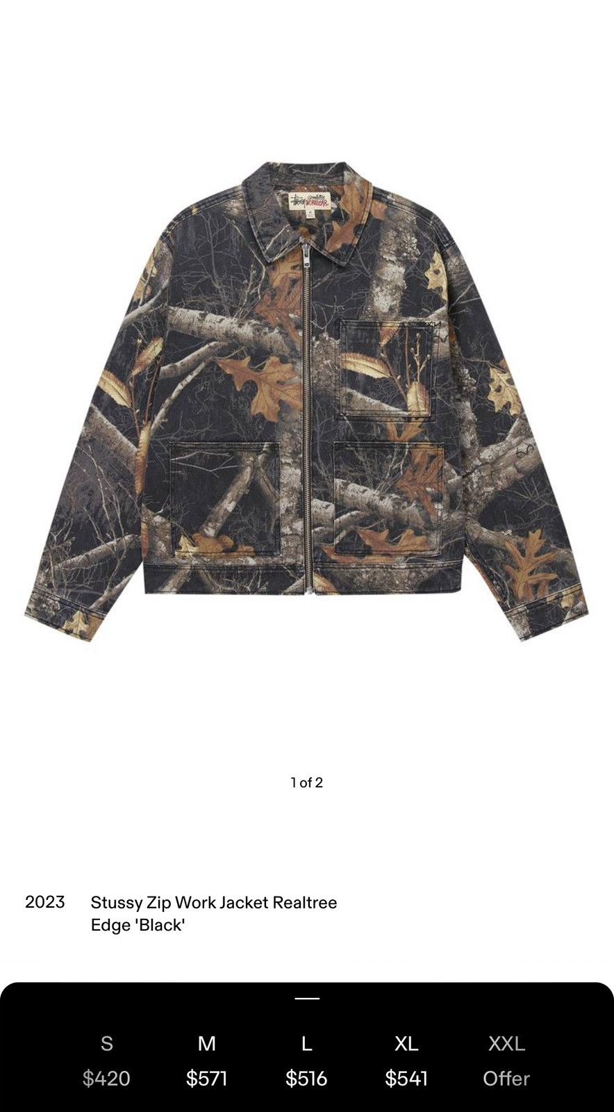 Stussy Stussy Zip Work Jacket Realtree Edge “Black” | Grailed