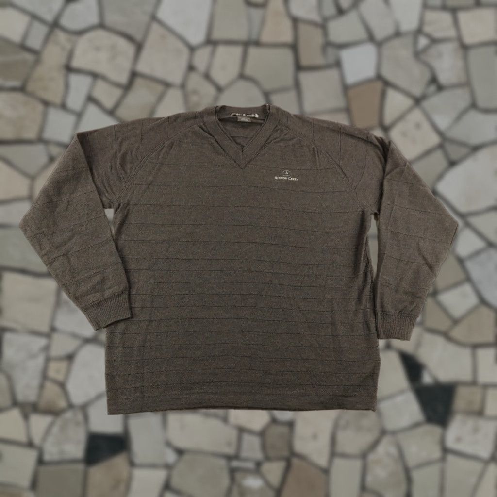 Nike VINTAGE Nike Golf Sweater Mens Large Wool V-Neck Brown 90s Striped Pullover Size US L / EU 52-54 / 3 - 1 Thumbnail