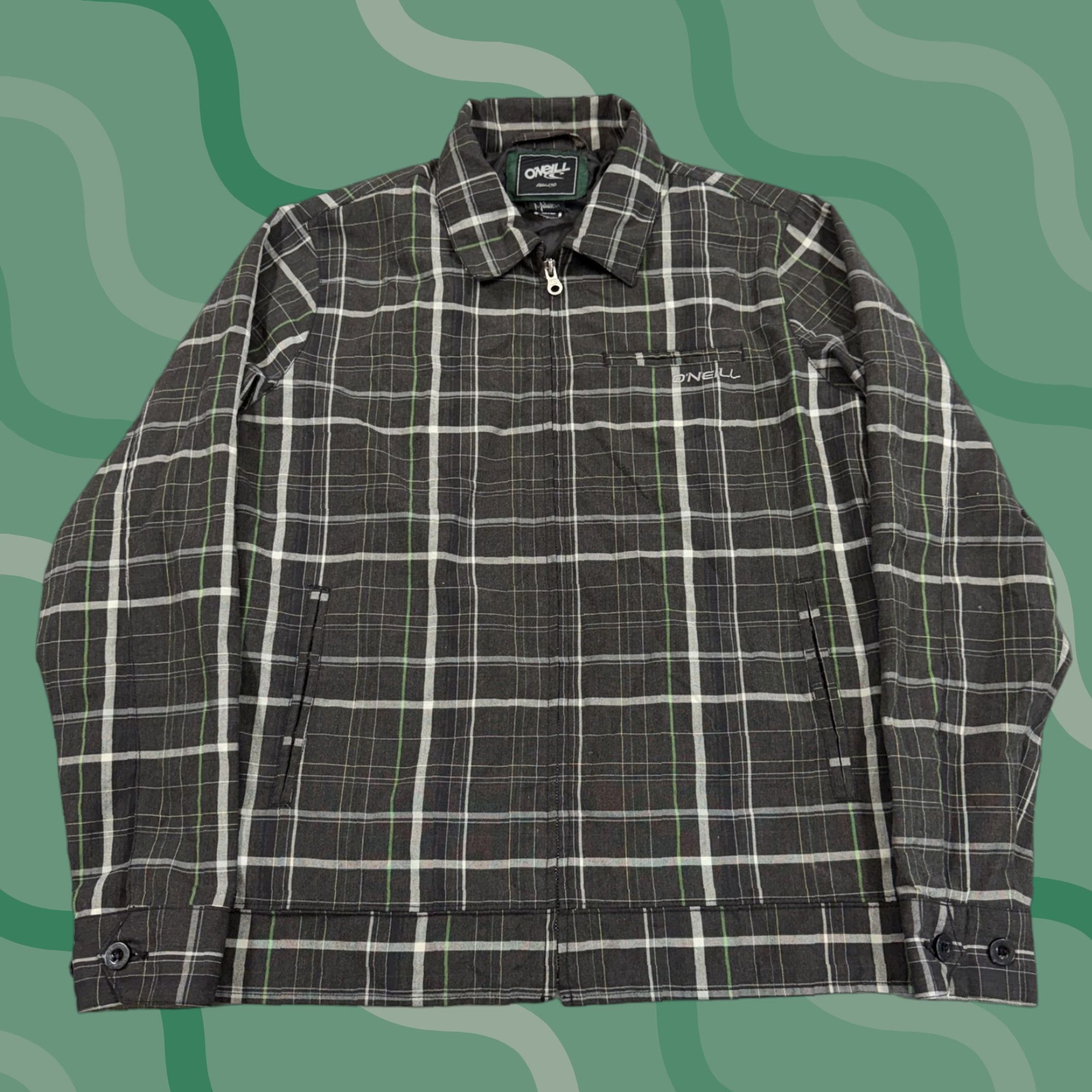 O'Neill O'Neill Jacket Mens M Gray Plaid Flannel Full Zip Lined Windbreaker Size US M / EU 48-50 / 2 - 1 Thumbnail
