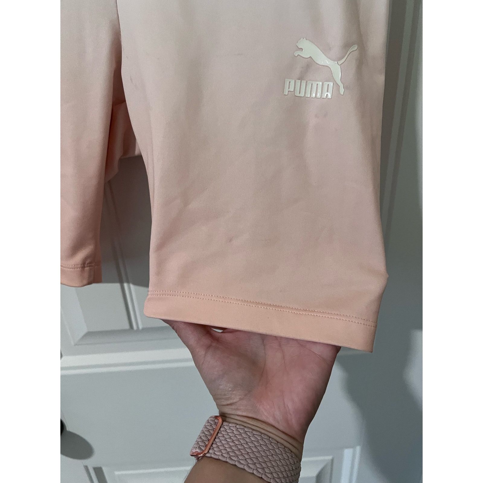 Puma Ombré Logo Gloaming Athletic Short Tights Small Green Peach Size 28" / US 6 / IT 42 - 4 Thumbnail